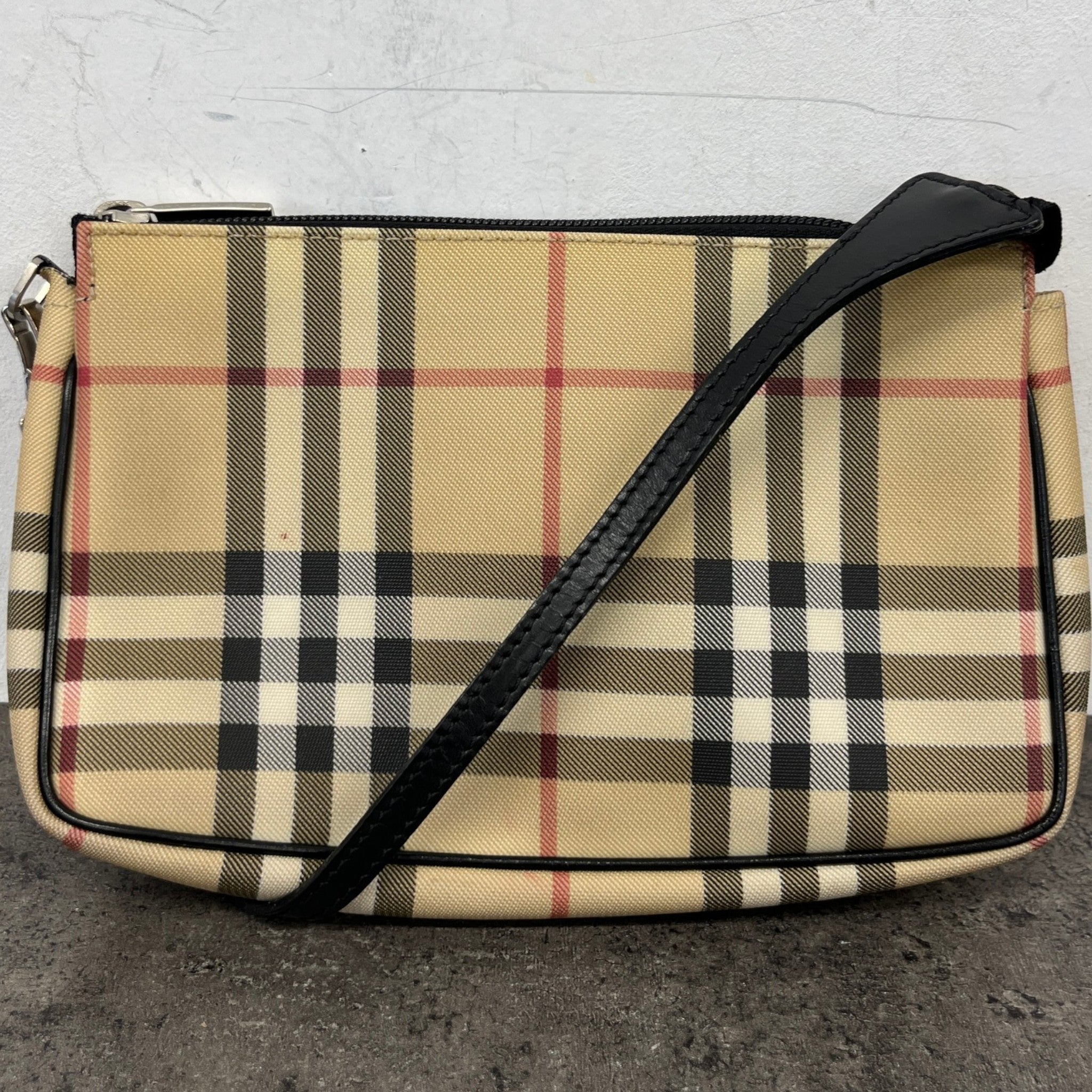 Women's Check Print Shoulder Bag Beige