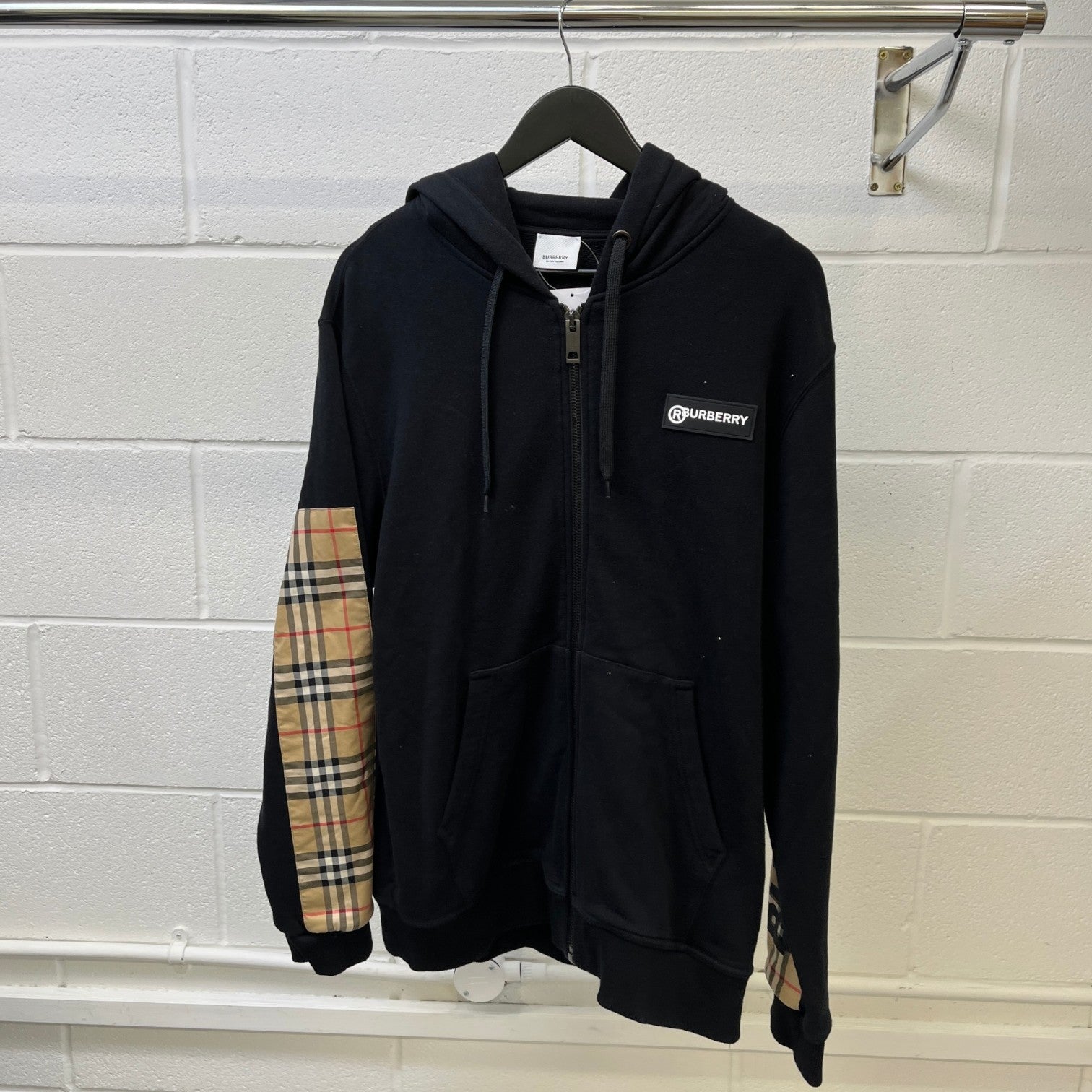 Men's Nova Check Logo Hoodie Black Size L