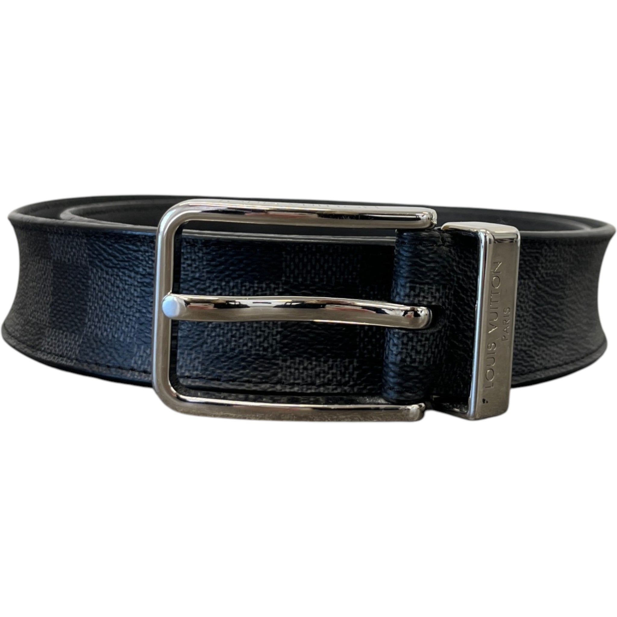 Men's Damier Graphite Belt Black Size Waist 32"
