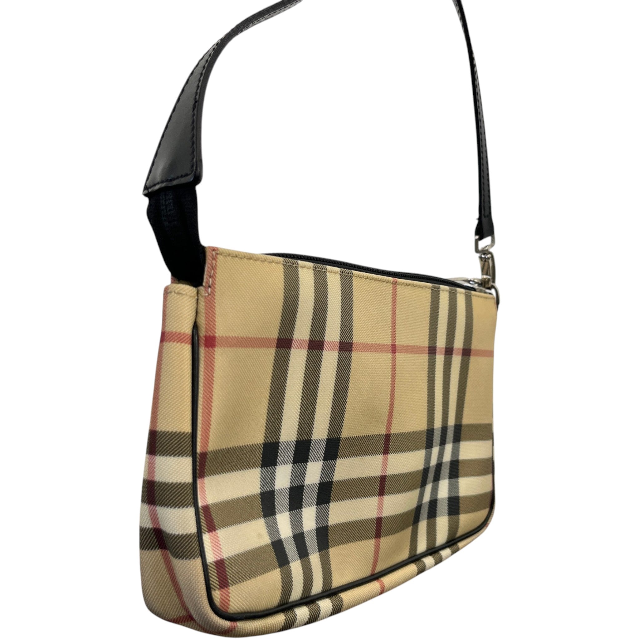 Women's Check Print Shoulder Bag Beige