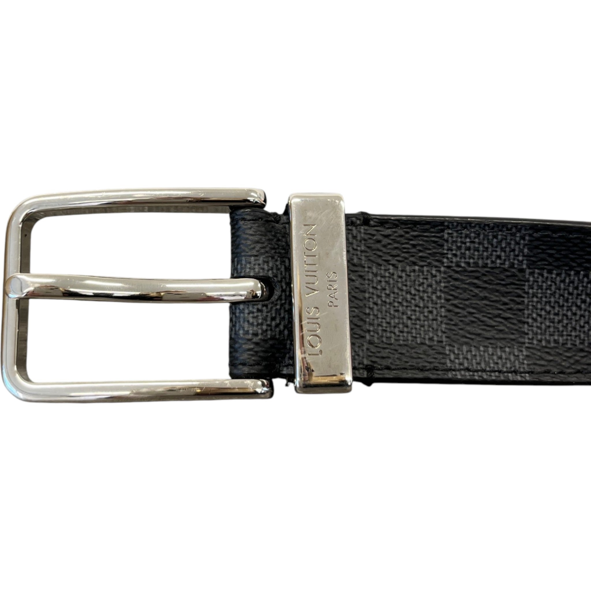 Men's Damier Graphite Belt Black Size Waist 32"
