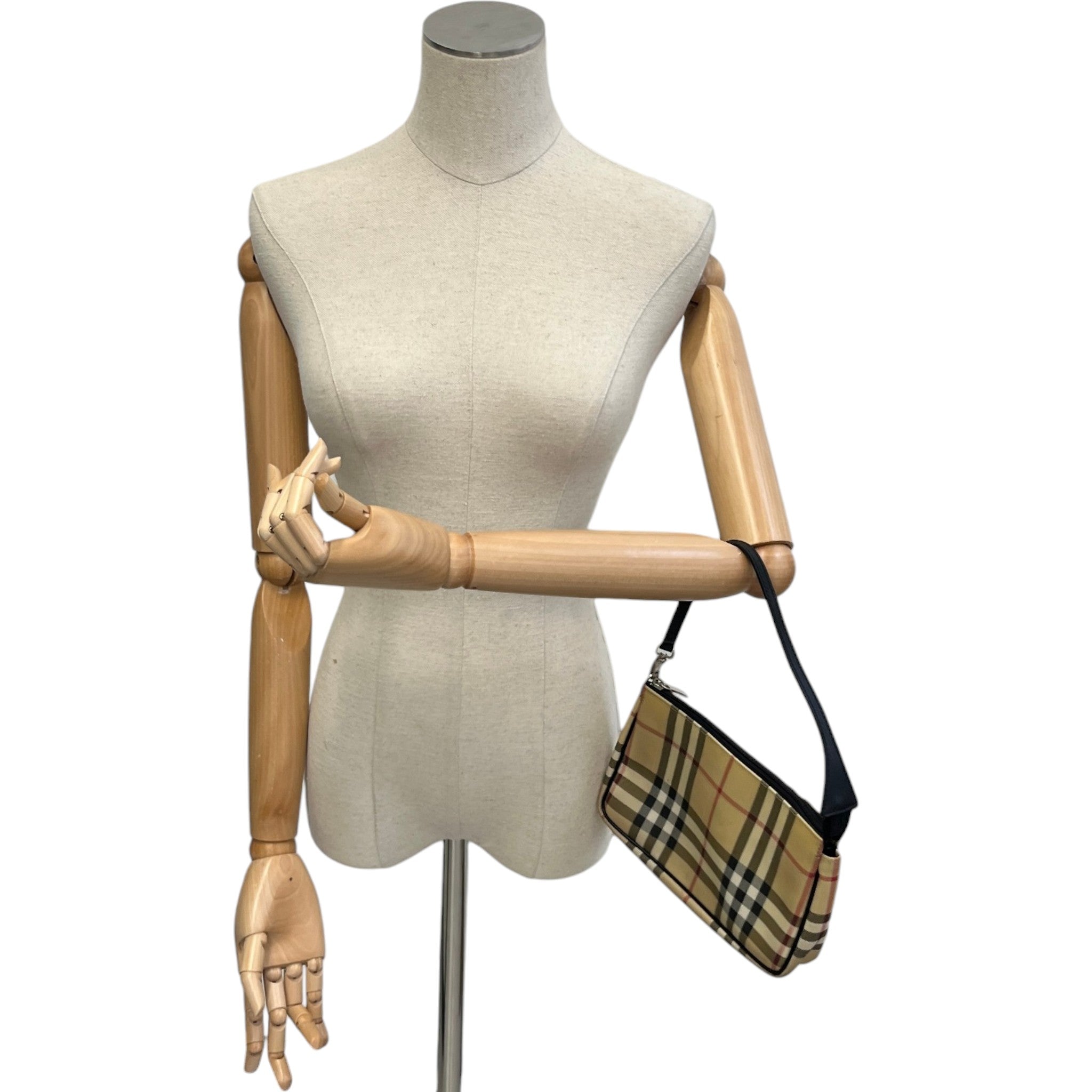 Women's Check Print Shoulder Bag Beige