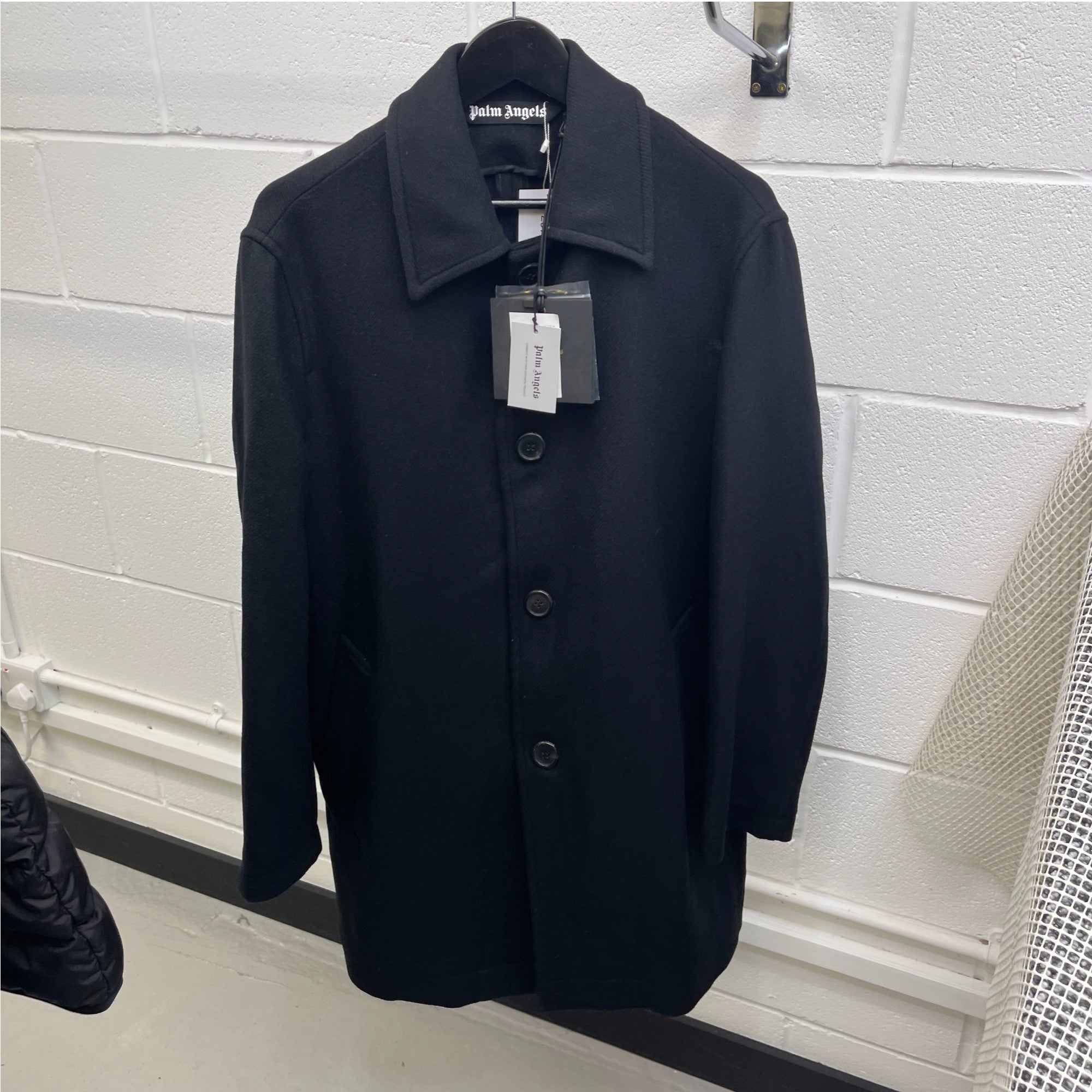 Men's Logo Print Button Up Trench Jacket Black Size IT 44 / XS