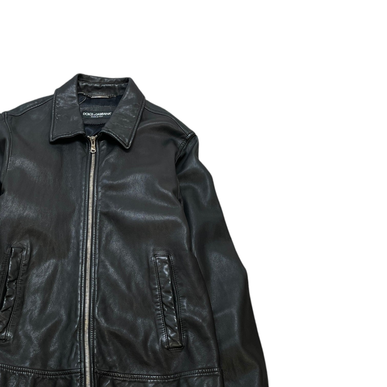 Men's Leather Biker Jacket Black Size IT 48 / M