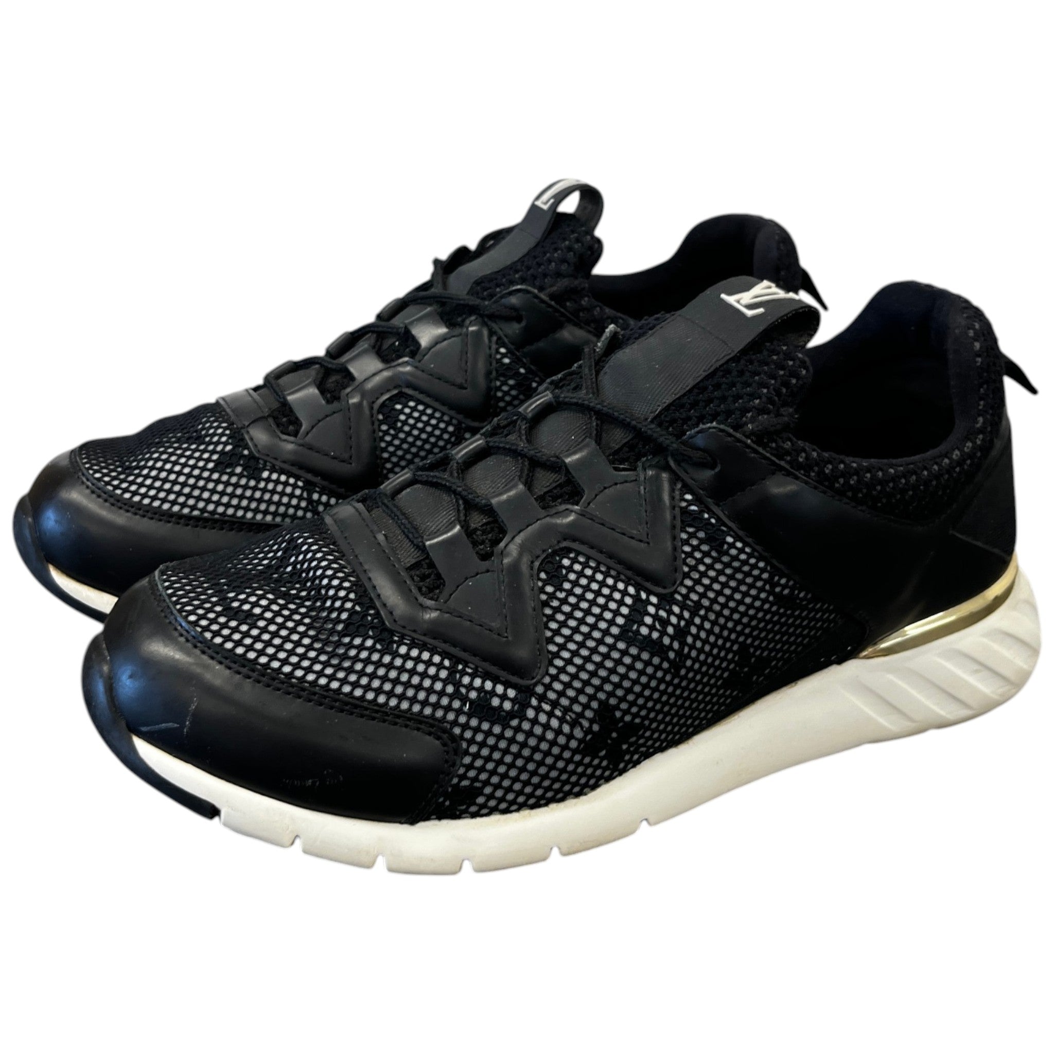 Women's Mesh Monogram Low Trainers Black Size EU 37.5 / UK 4.5