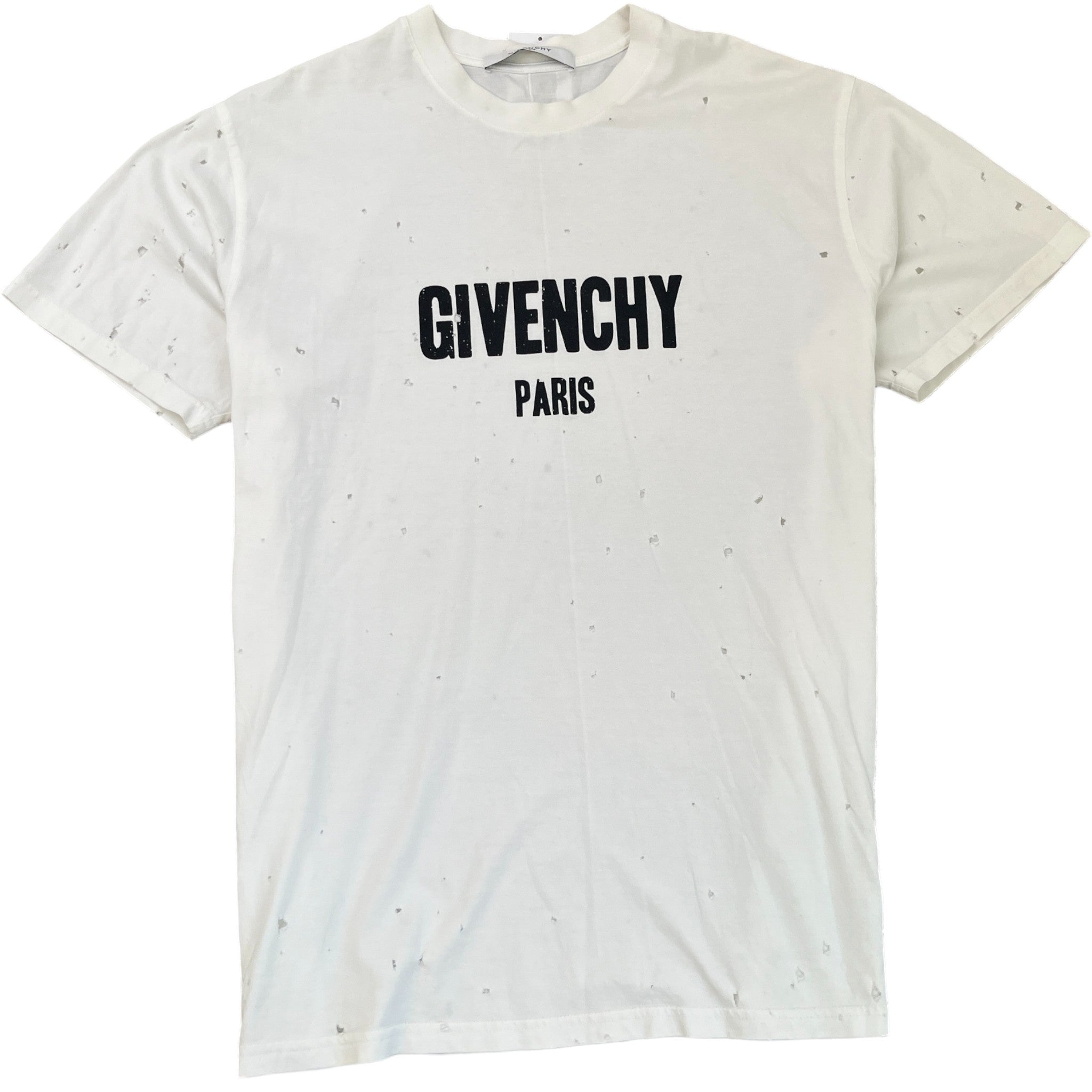 Men's Distressed Logo Print T-Shirt White Size M