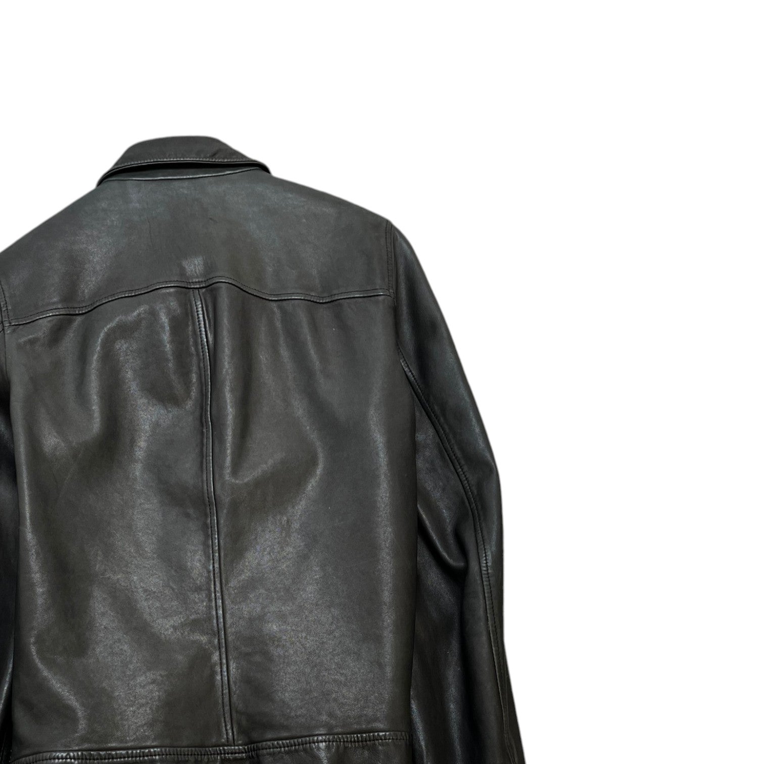 Men's Leather Biker Jacket Black Size IT 48 / M