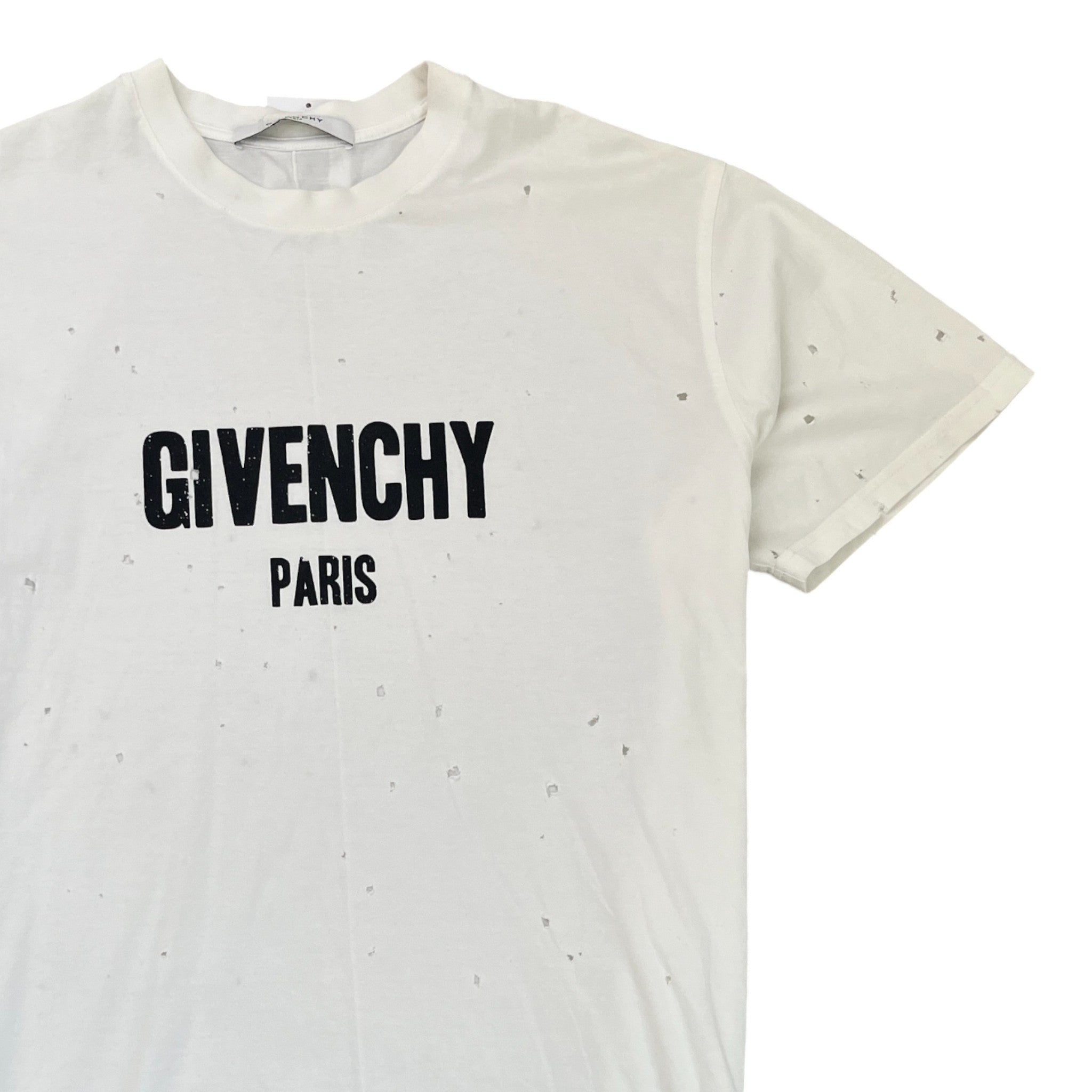 Men's Distressed Logo Print T-Shirt White Size M
