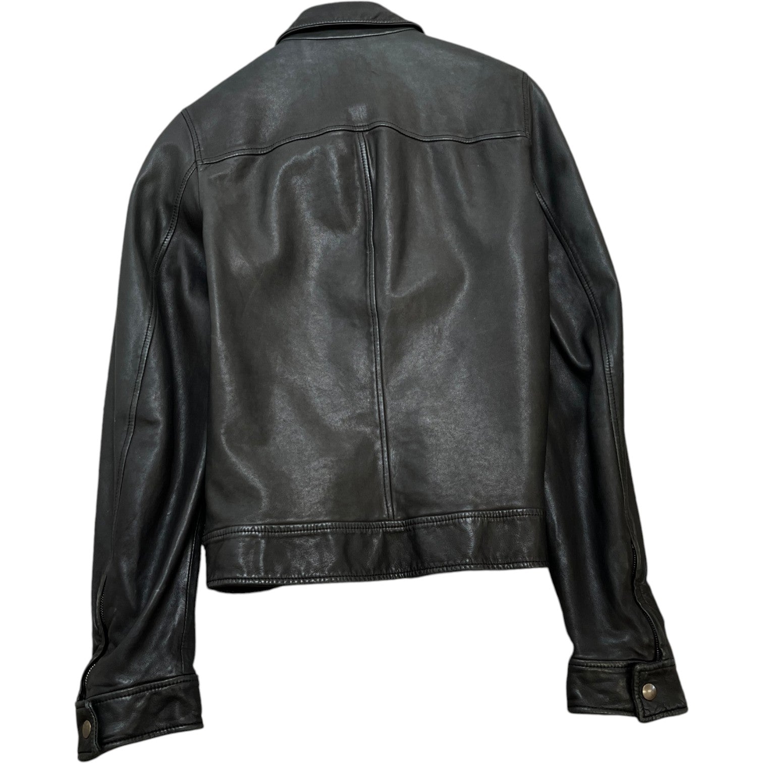 Men's Leather Biker Jacket Black Size IT 48 / M