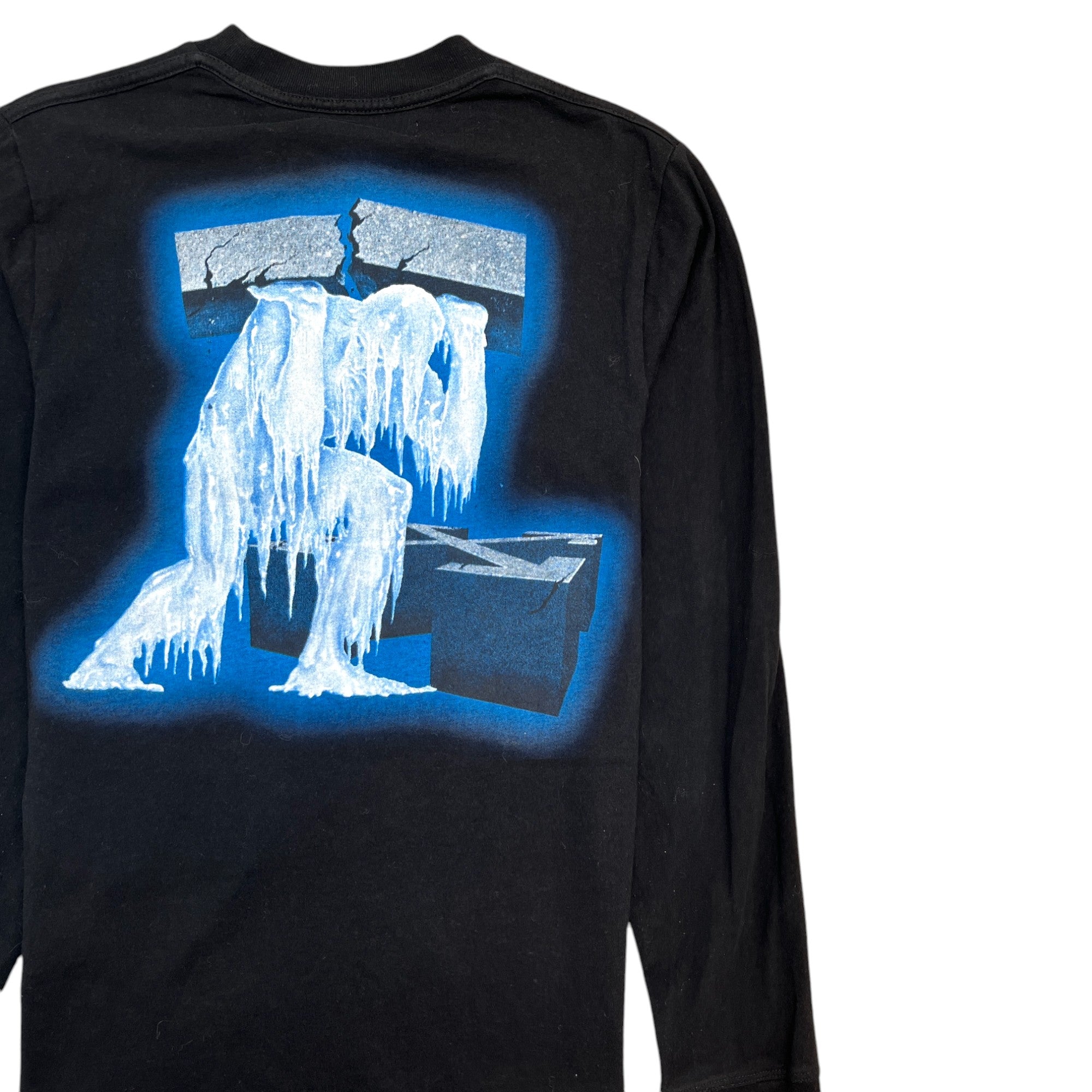 Men's Ice Man Print Long Sleeve Shirt Black Size S