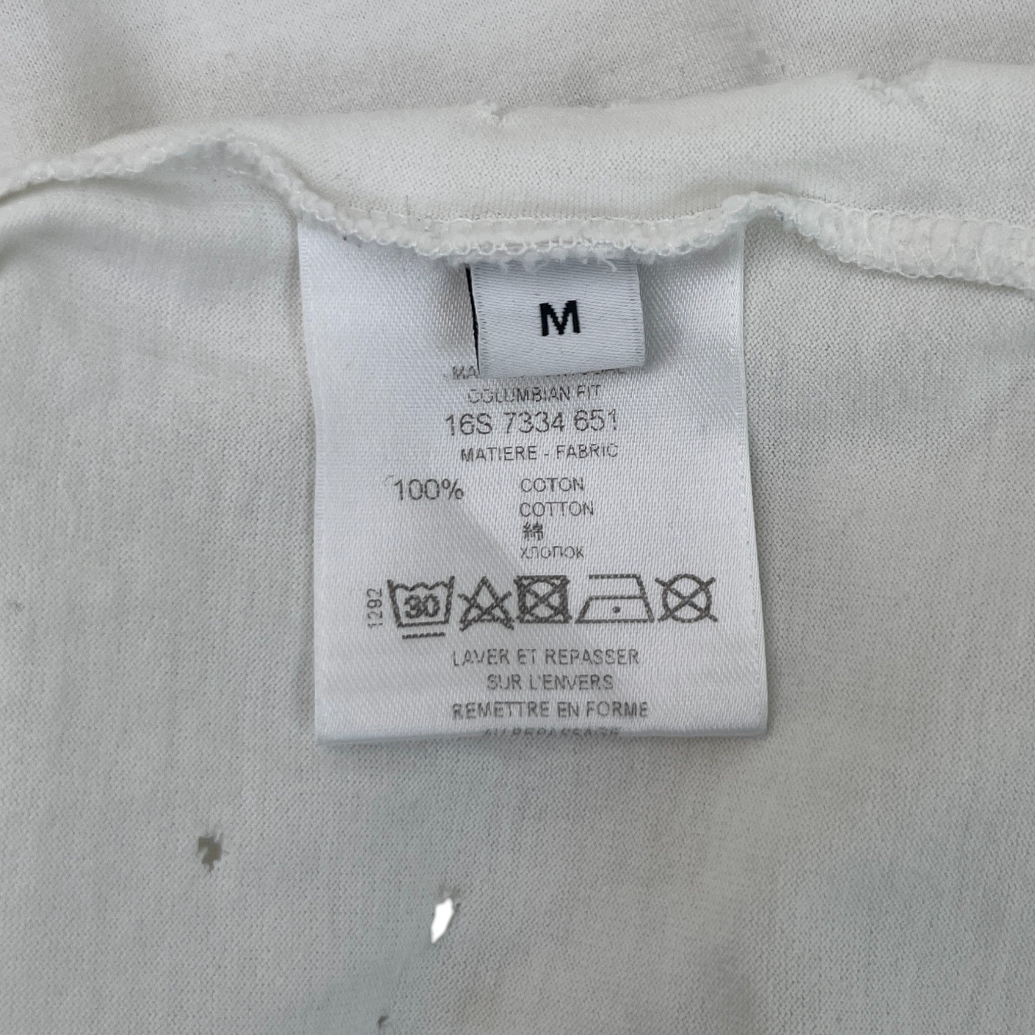 Men's Distressed Logo Print T-Shirt White Size M