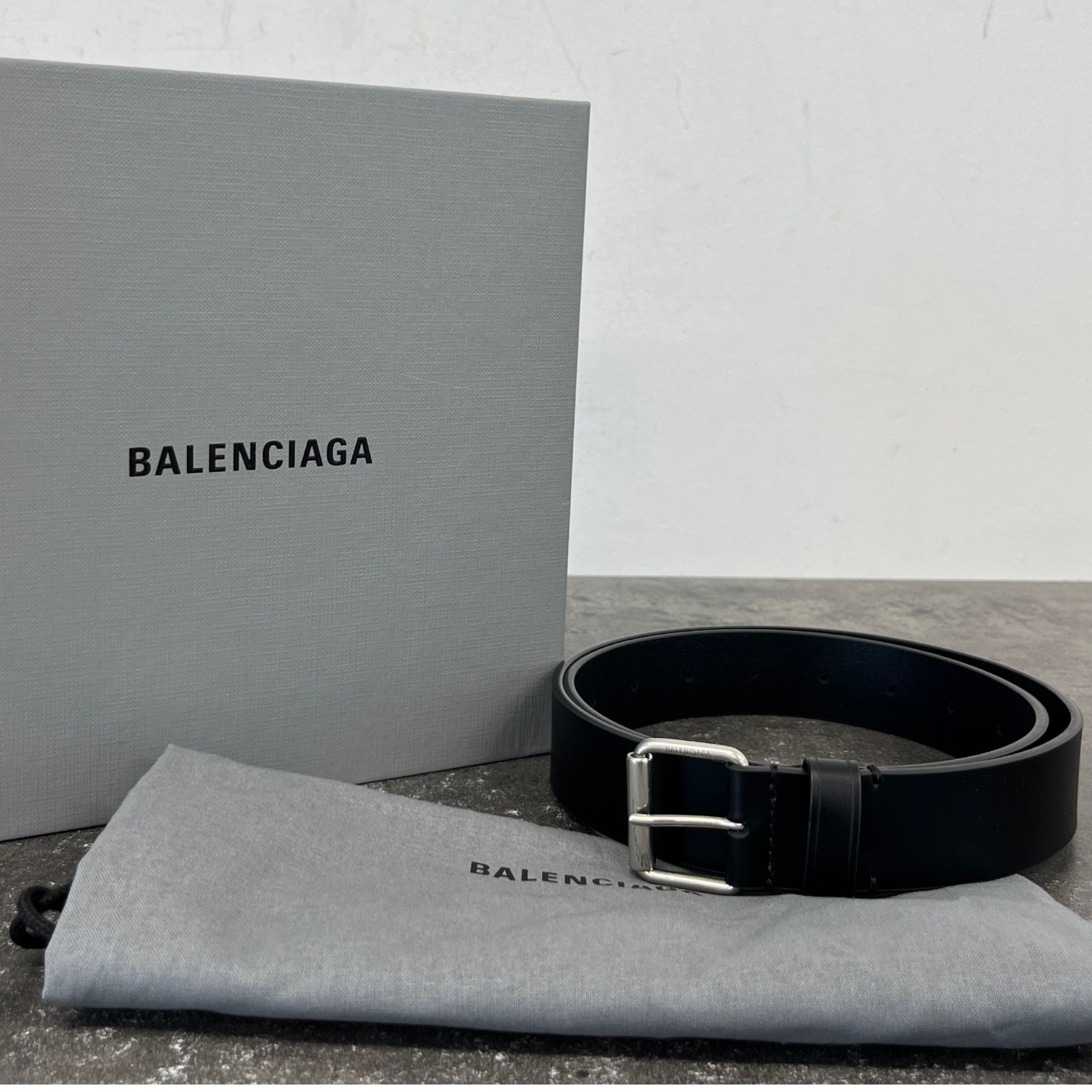 Men's Logo Buckle Belt Black
