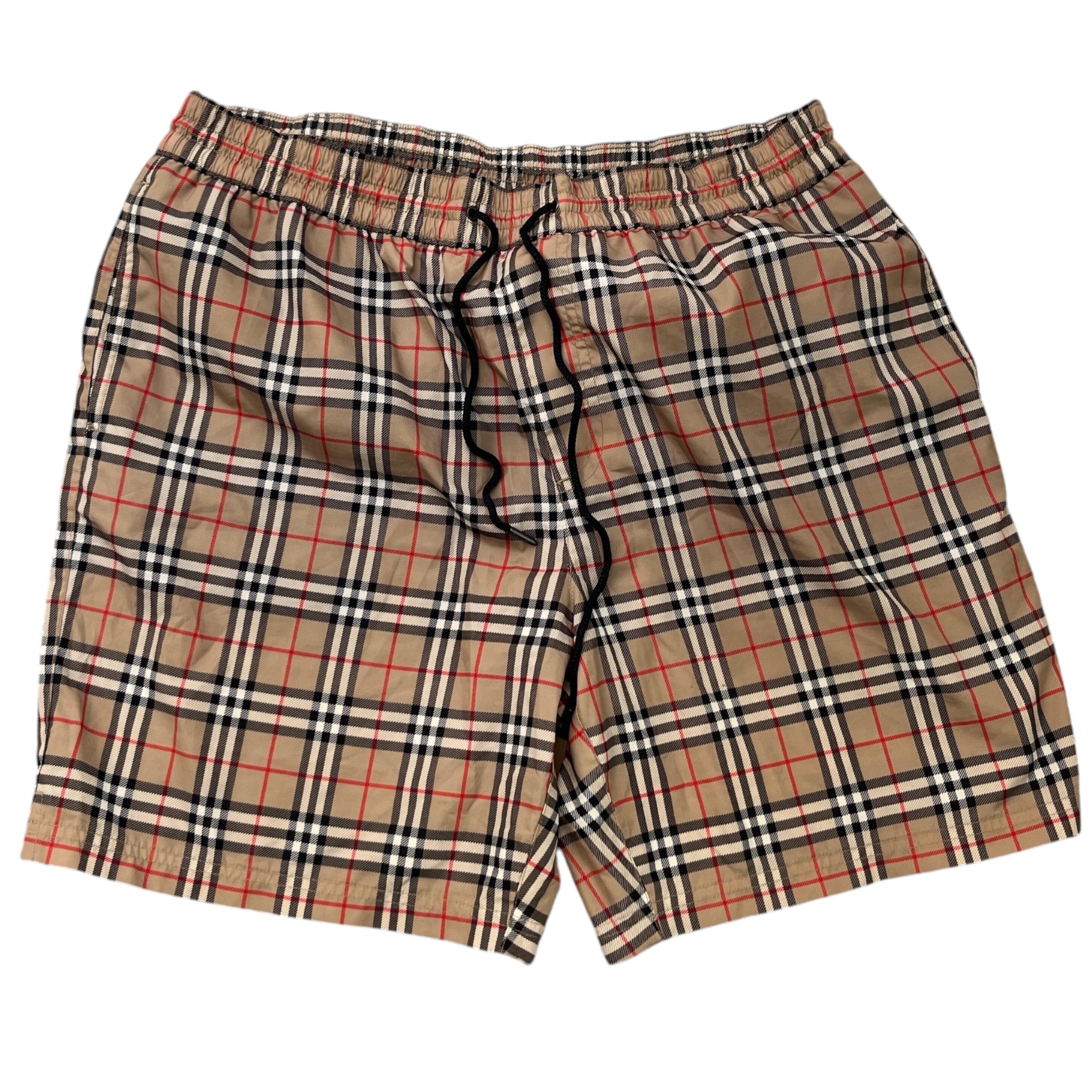 Men's Check Print Swim Shorts Beige Size L