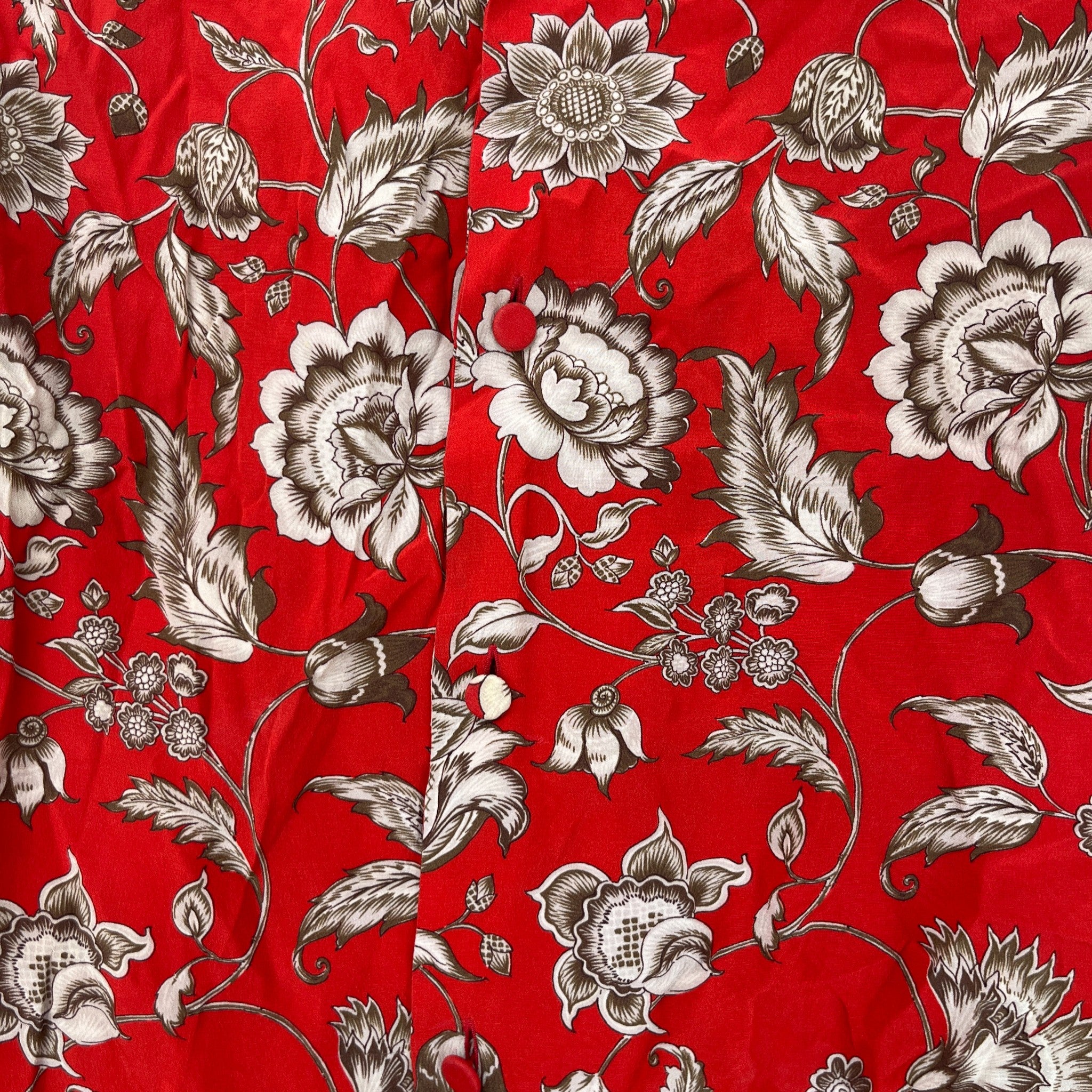 Men's Floral Print Short Sleeve Shirt Red Size IT 46 / UK S