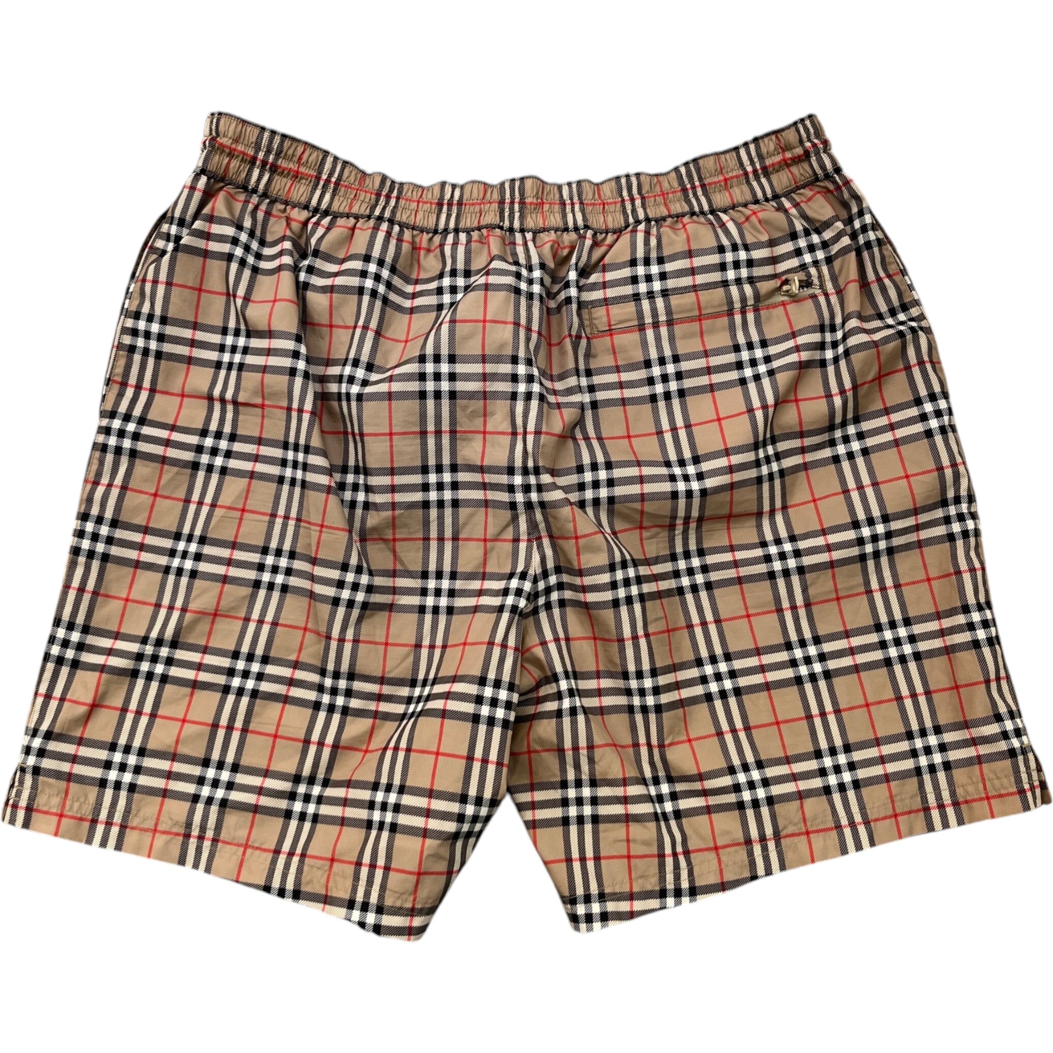 Men's Check Print Swim Shorts Beige Size L