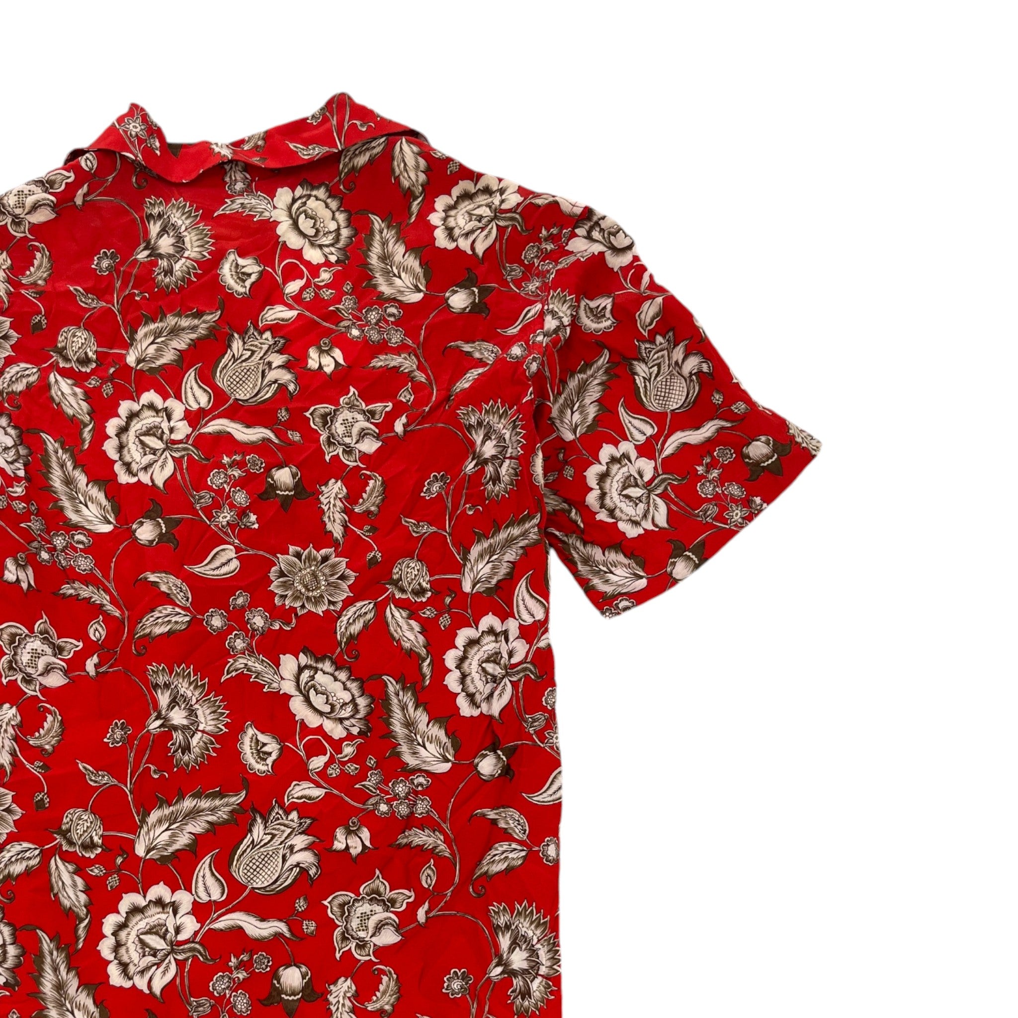 Men's Floral Print Short Sleeve Shirt Red Size IT 46 / UK S
