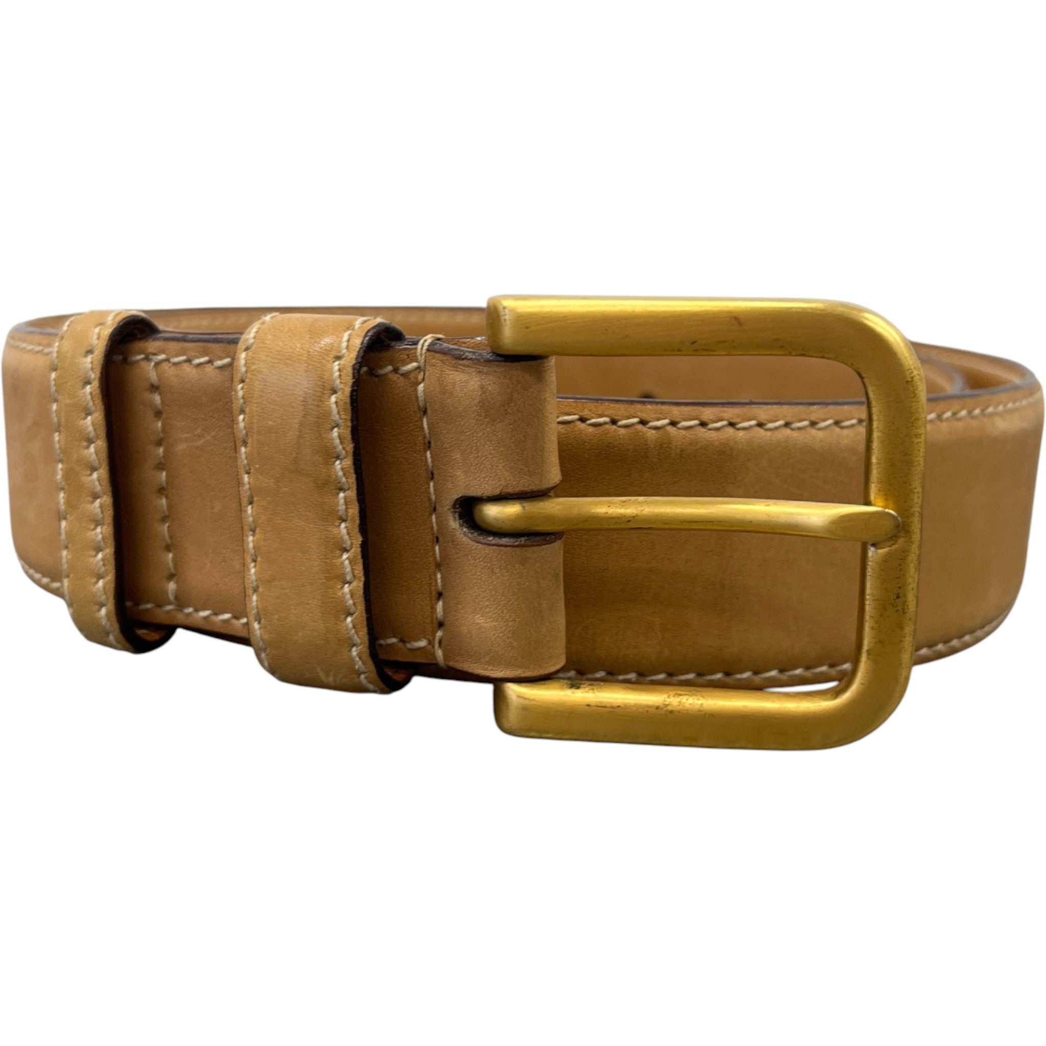 Men's Engraved Logo Belt Tan Size Waist 30"