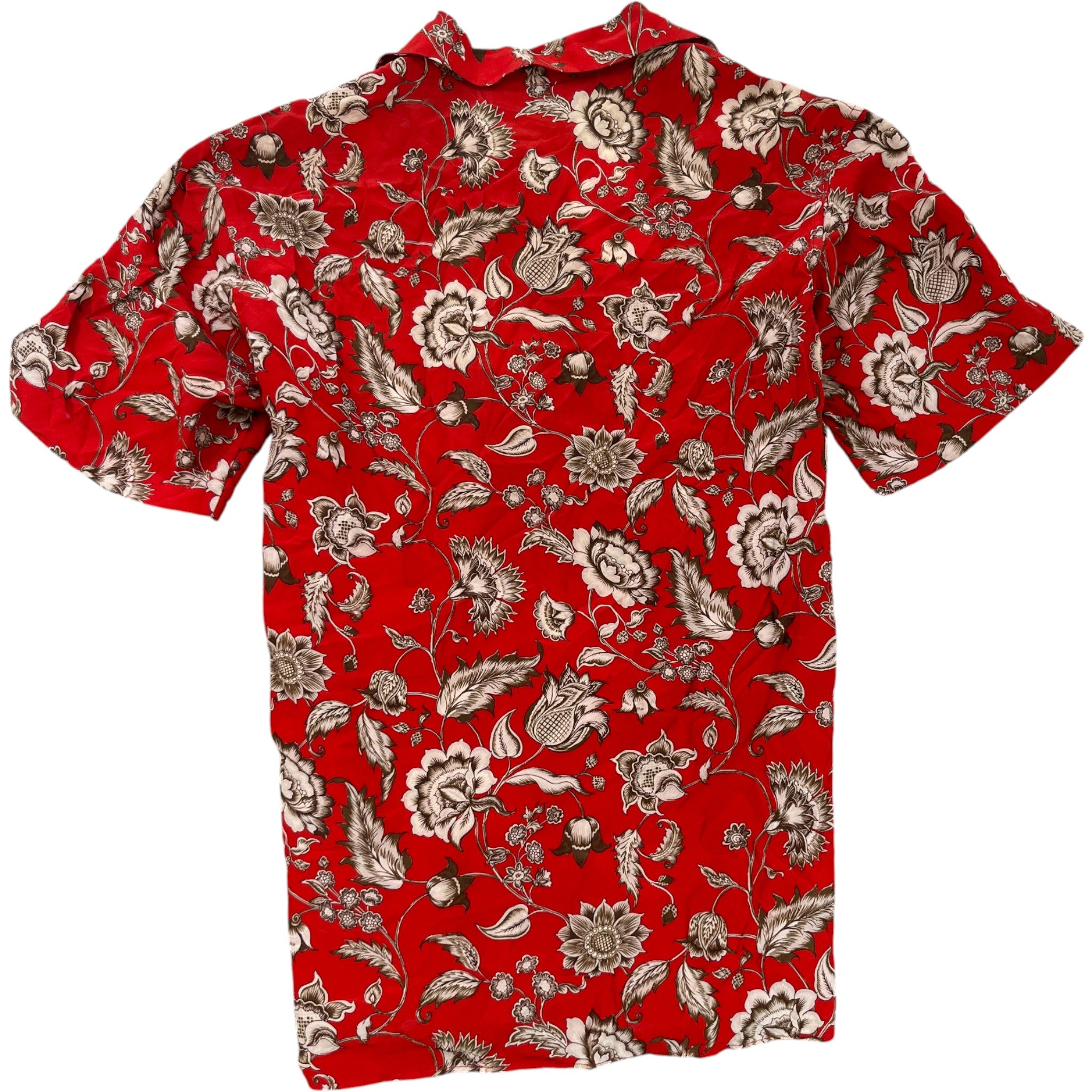 Men's Floral Print Short Sleeve Shirt Red Size IT 46 / UK S
