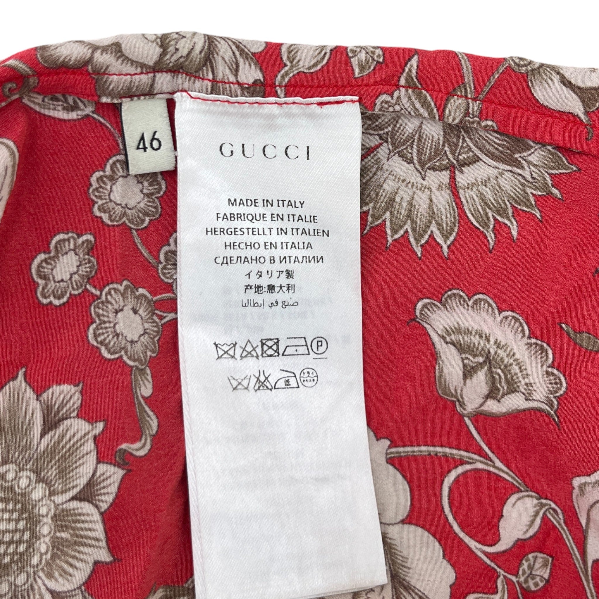 Men's Floral Print Short Sleeve Shirt Red Size IT 46 / UK S