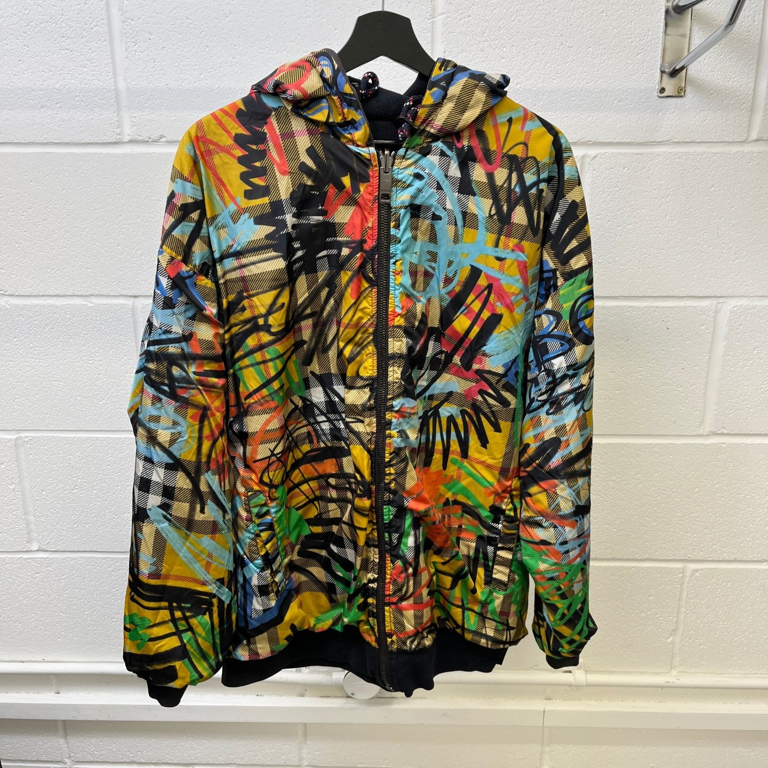 Men's Graffiti Reversible Hoodie Black Size S