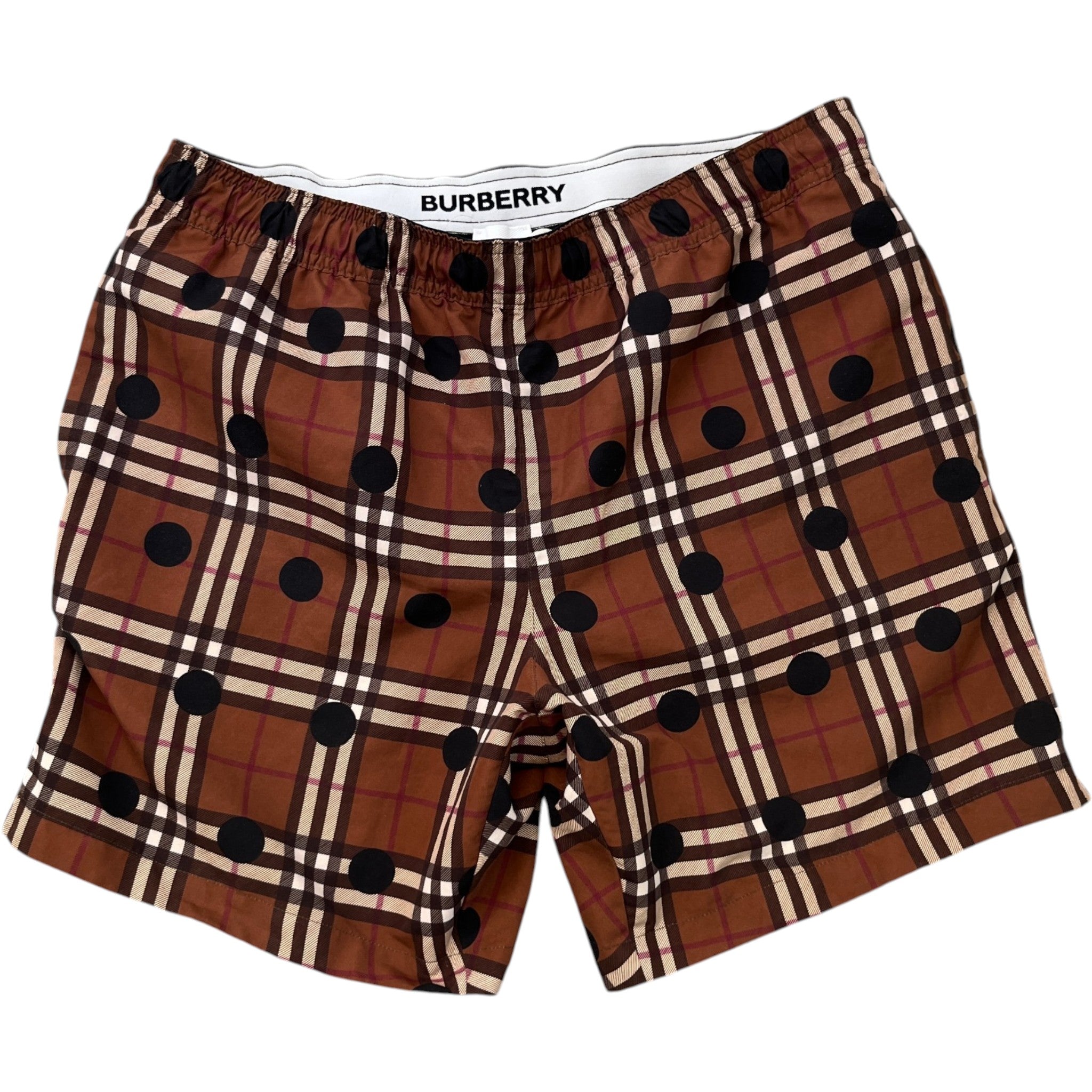 Men's Guildes Polka Dot Check Swim Shorts Brown Size M