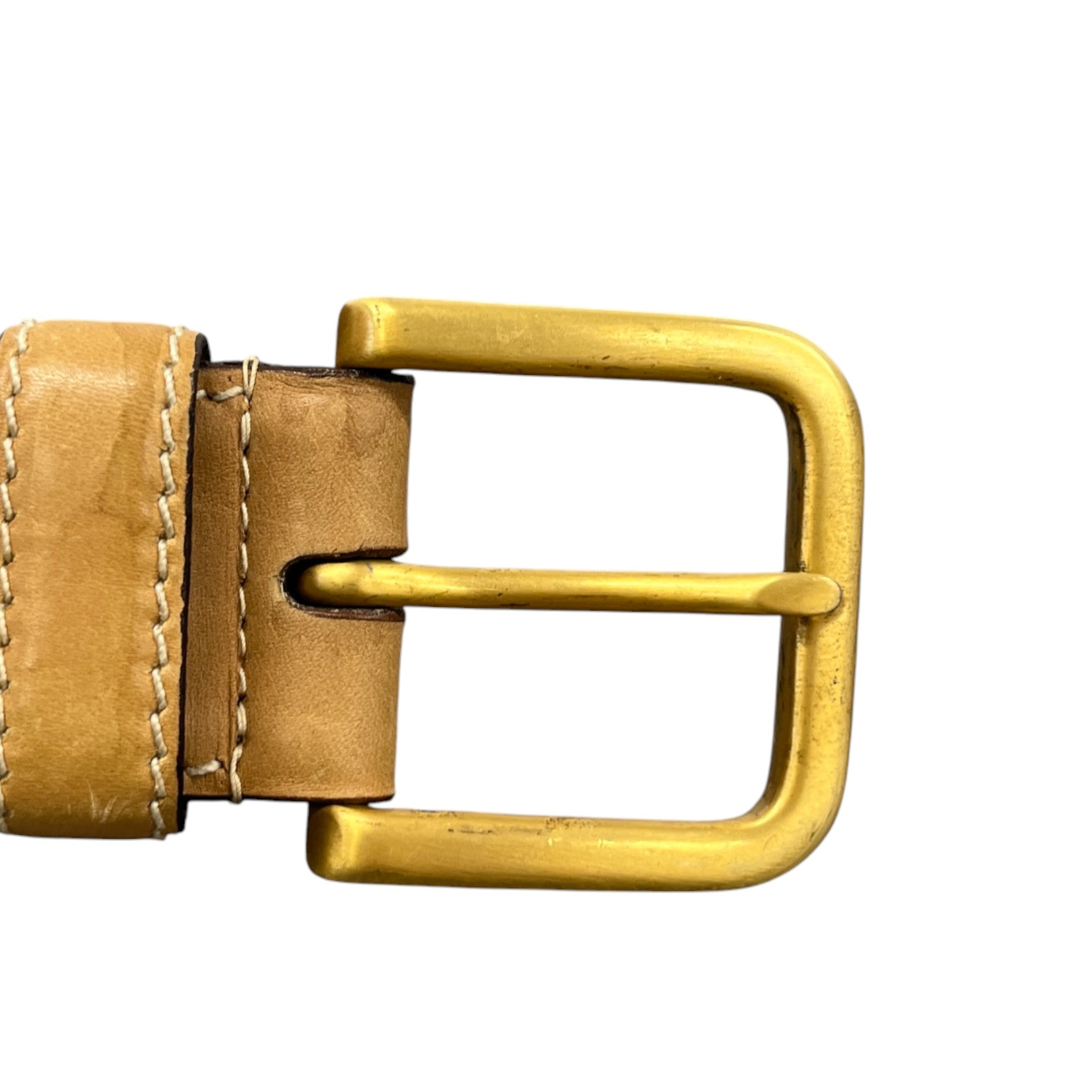 Men's Engraved Logo Belt Tan Size Waist 30"