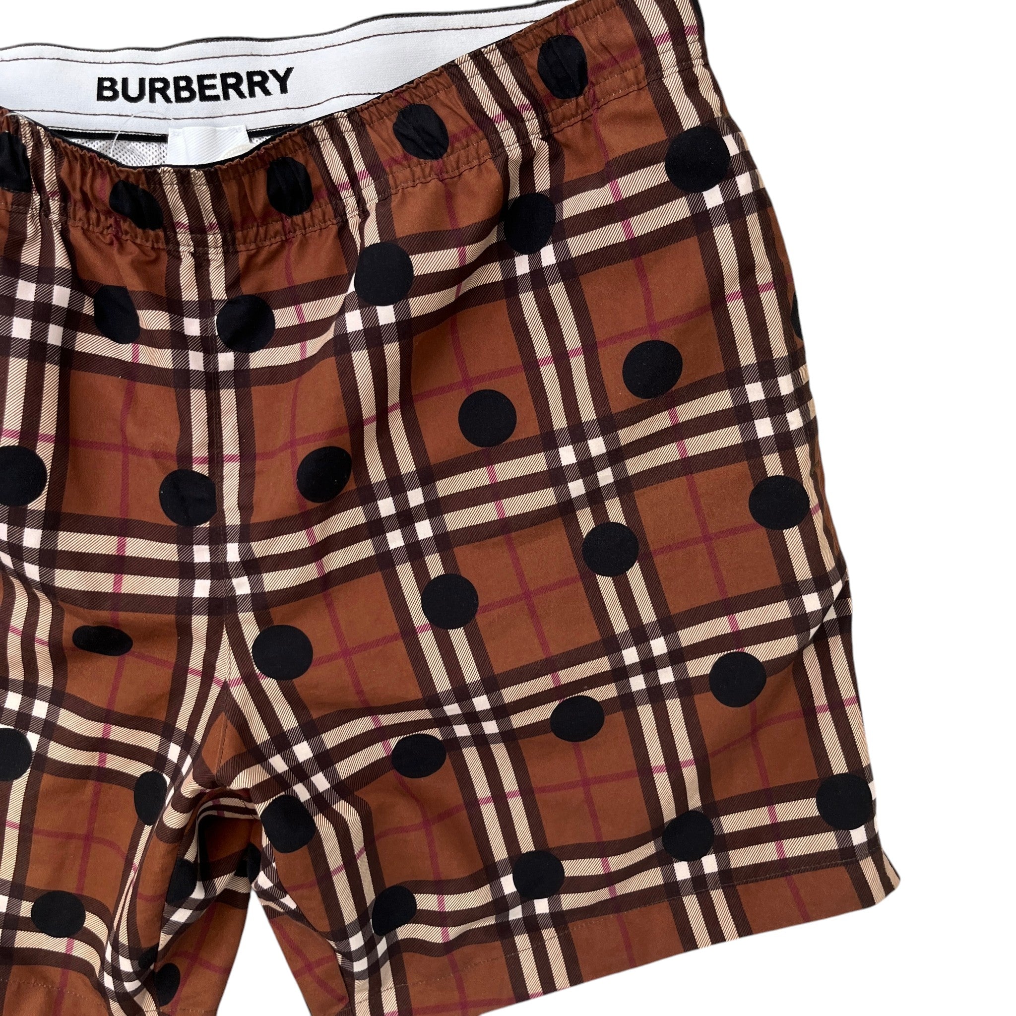 Men's Guildes Polka Dot Check Swim Shorts Brown Size M