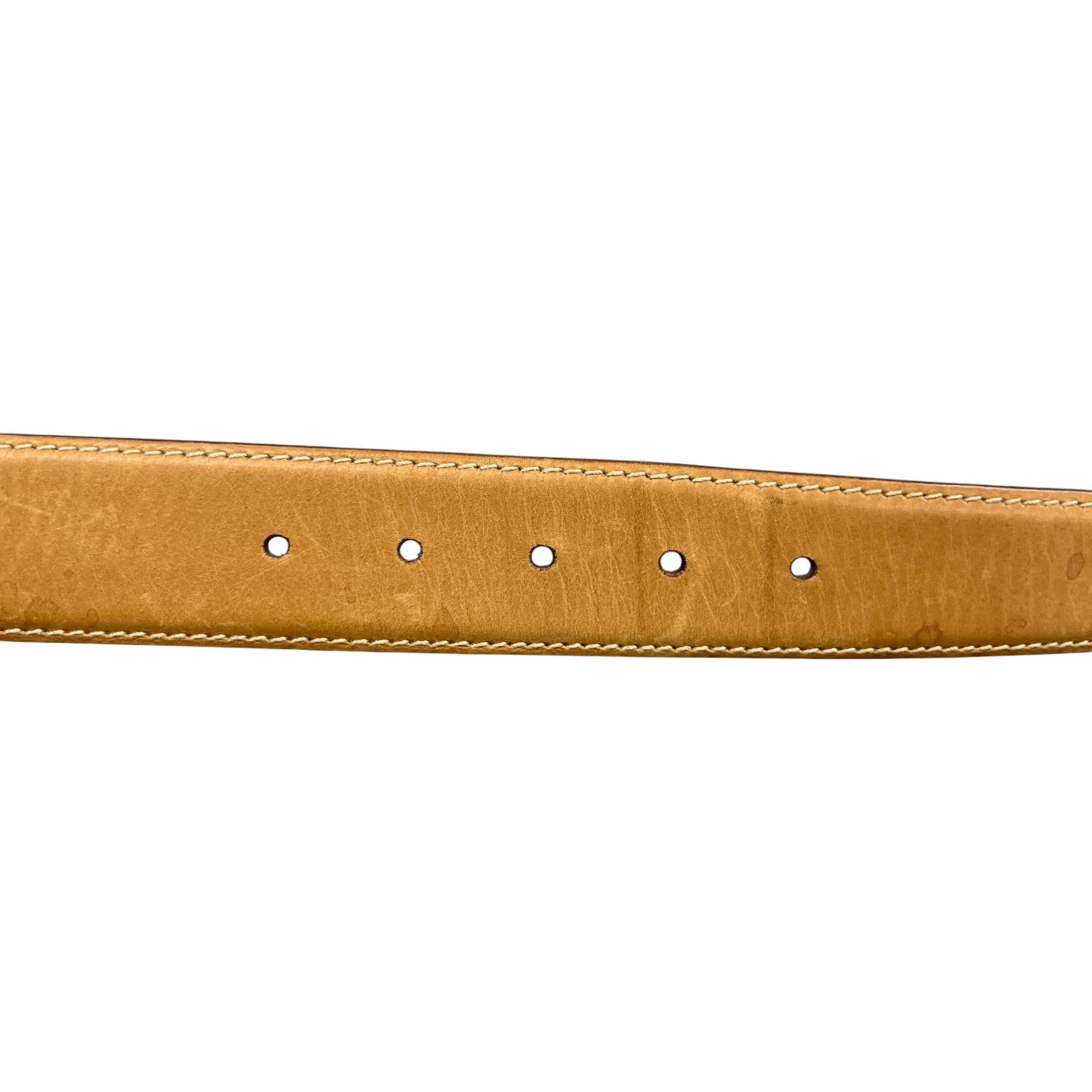 Men's Engraved Logo Belt Tan Size Waist 30"