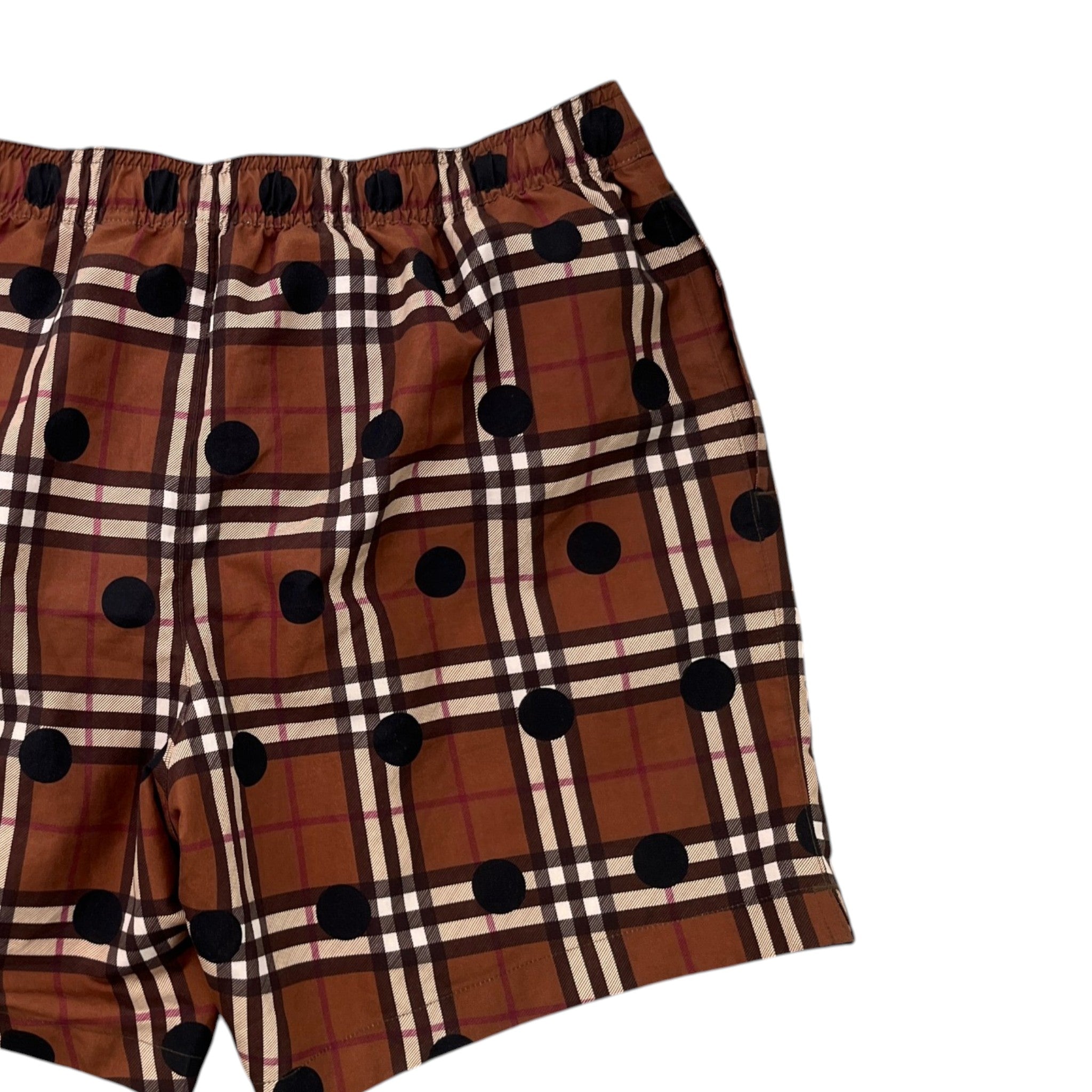Men's Guildes Polka Dot Check Swim Shorts Brown Size M
