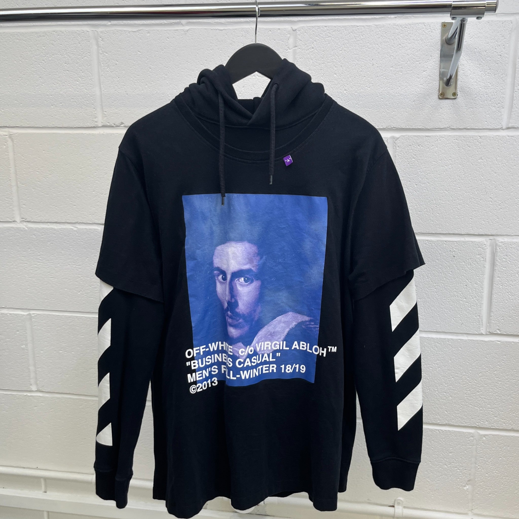 Men's Diag Bernini Layered Hoodie Black Size S