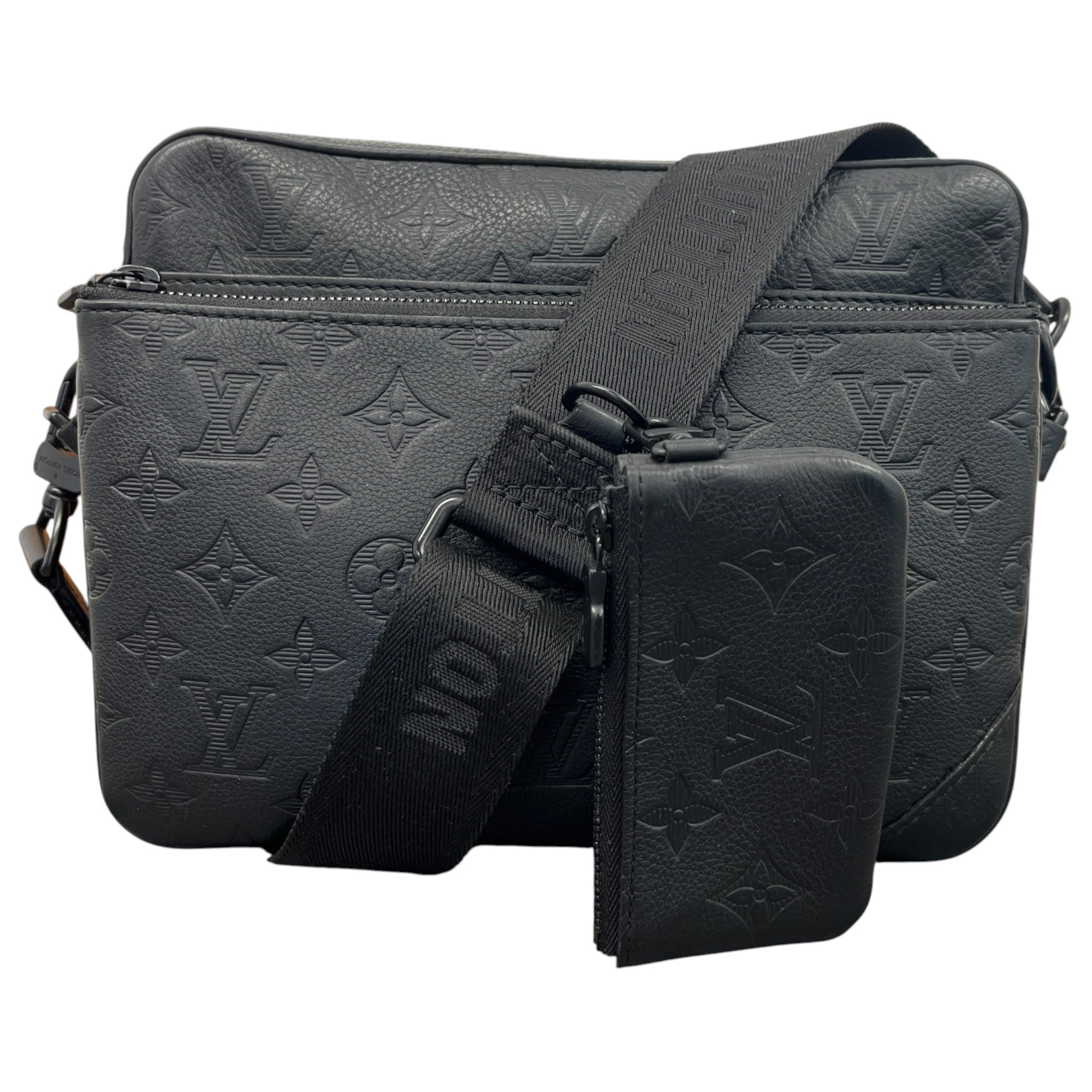 Men's Empreinte Leather Trio Messenger Bag Black