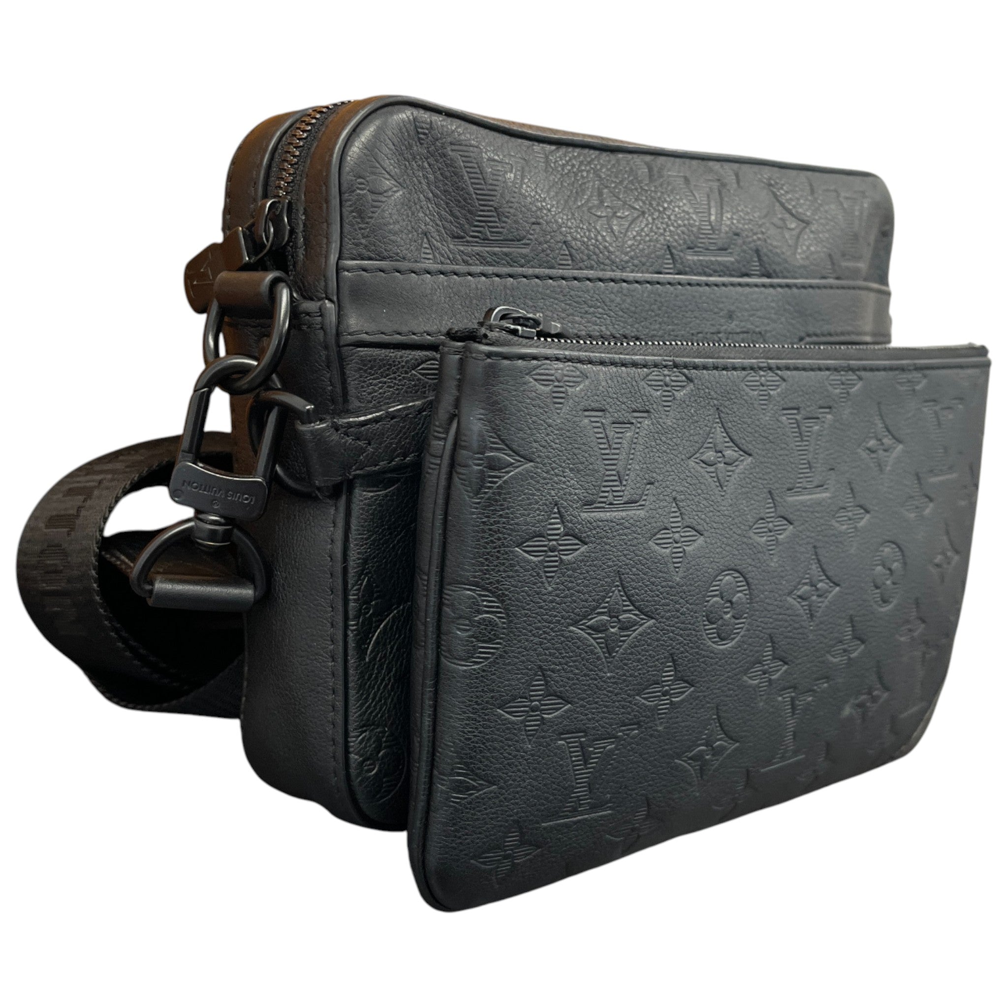 Men's Empreinte Leather Trio Messenger Bag Black