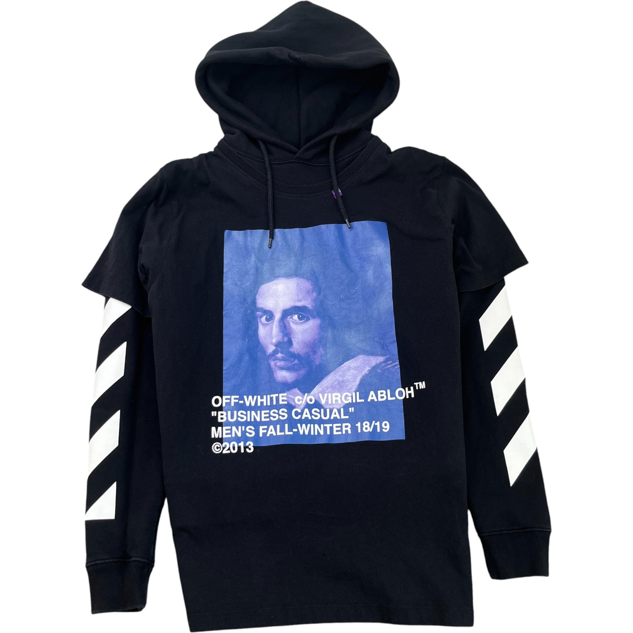 Men's Diag Bernini Layered Hoodie Black Size S