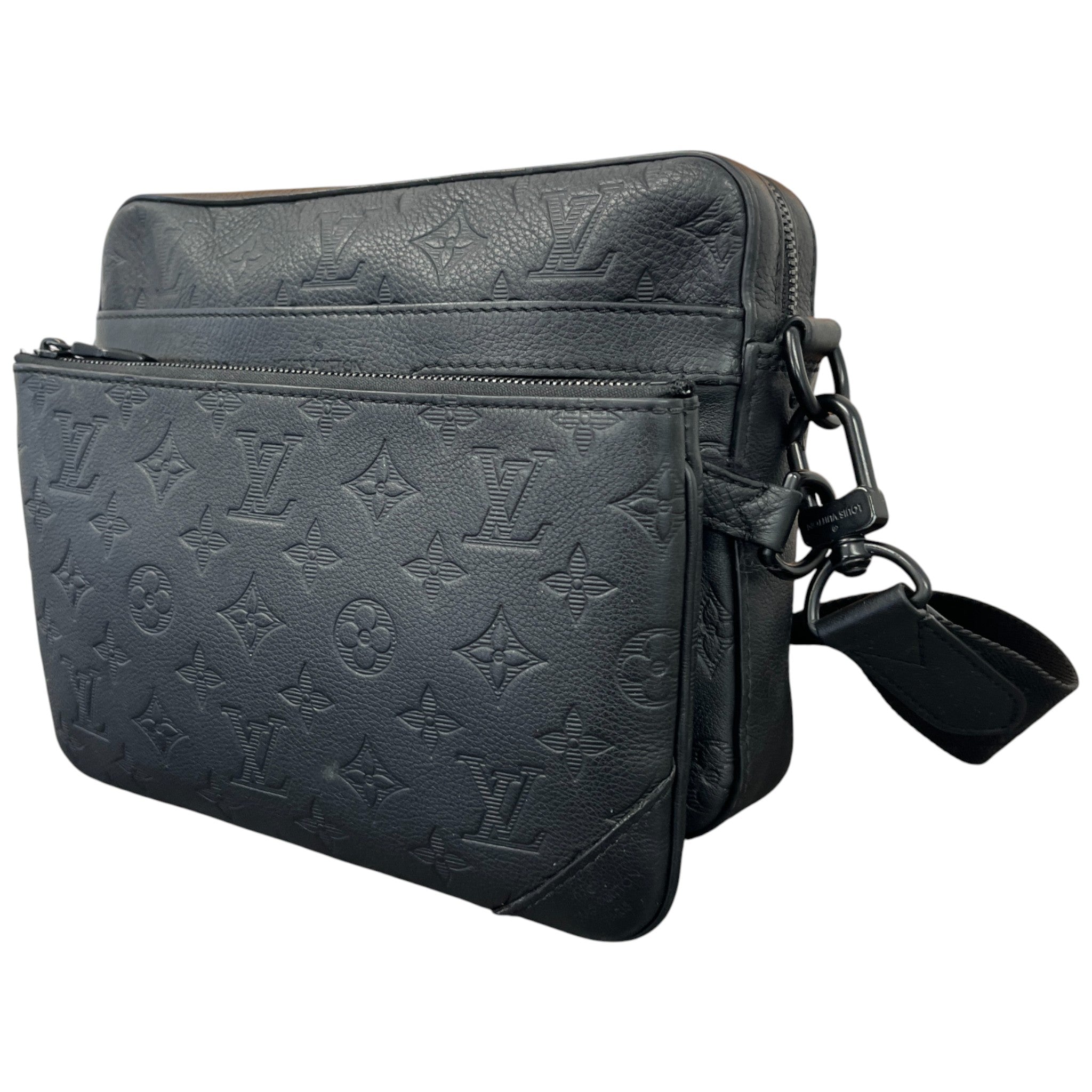 Men's Empreinte Leather Trio Messenger Bag Black