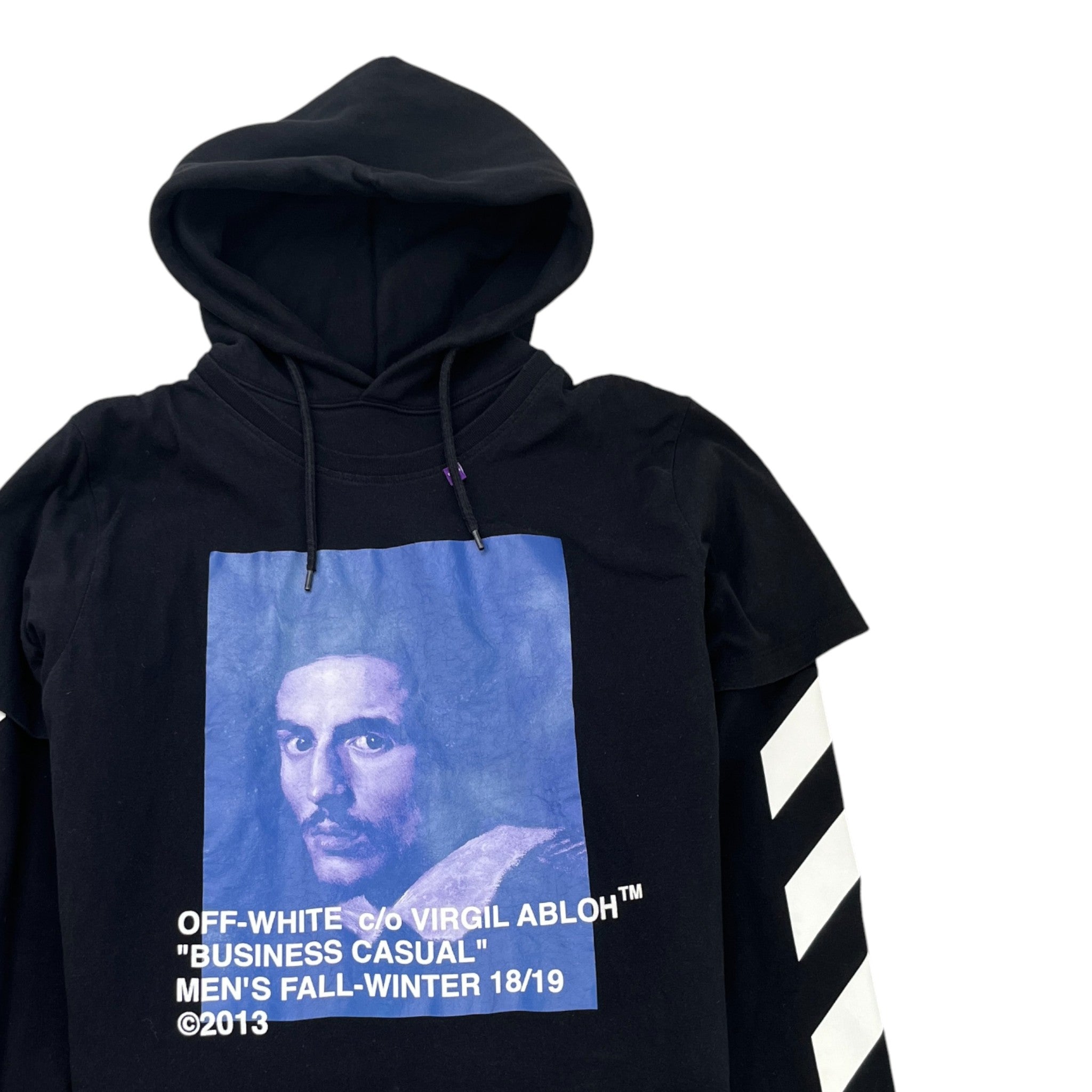 Men's Diag Bernini Layered Hoodie Black Size S