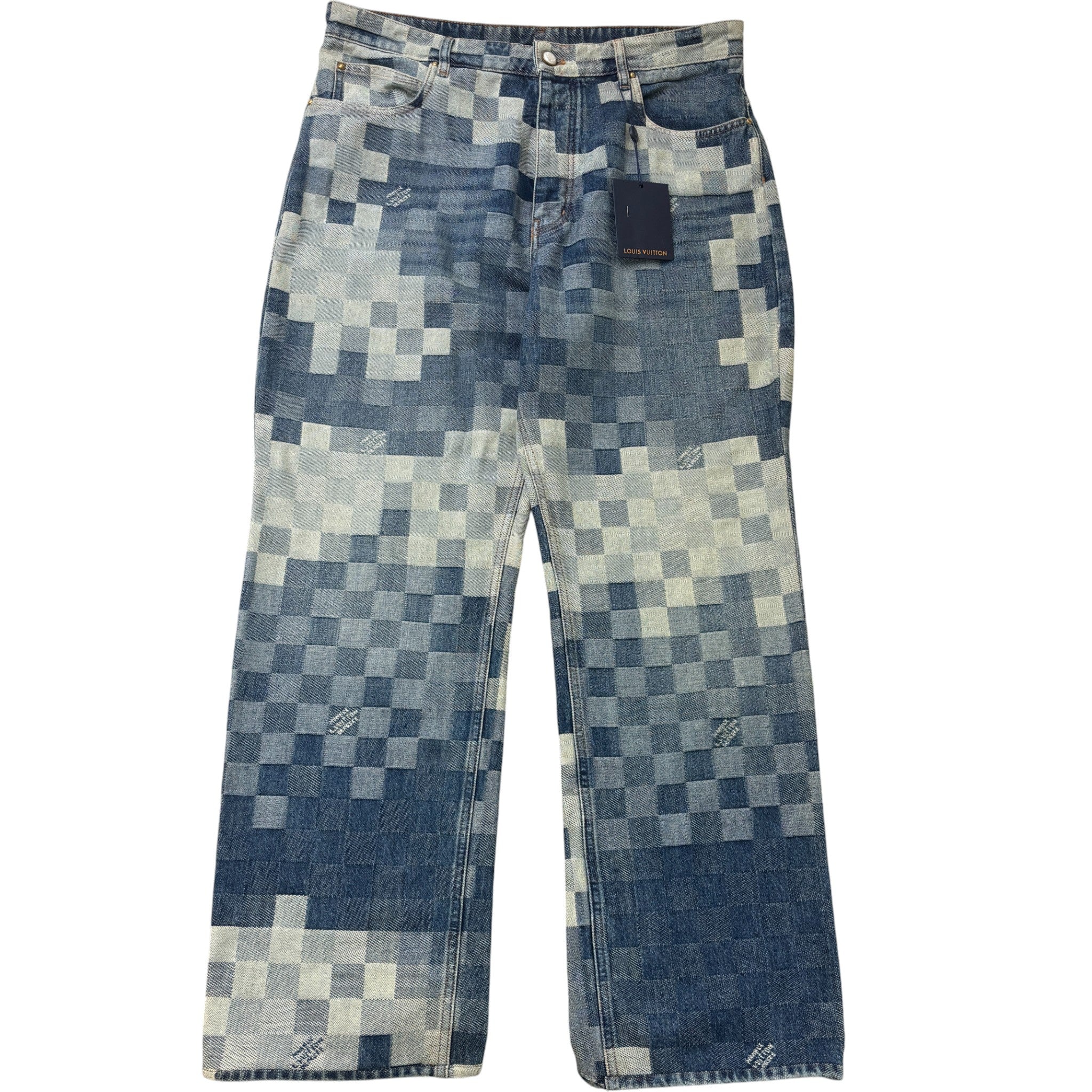 Men's Damier Skate Jeans Blue Size Waist 36"