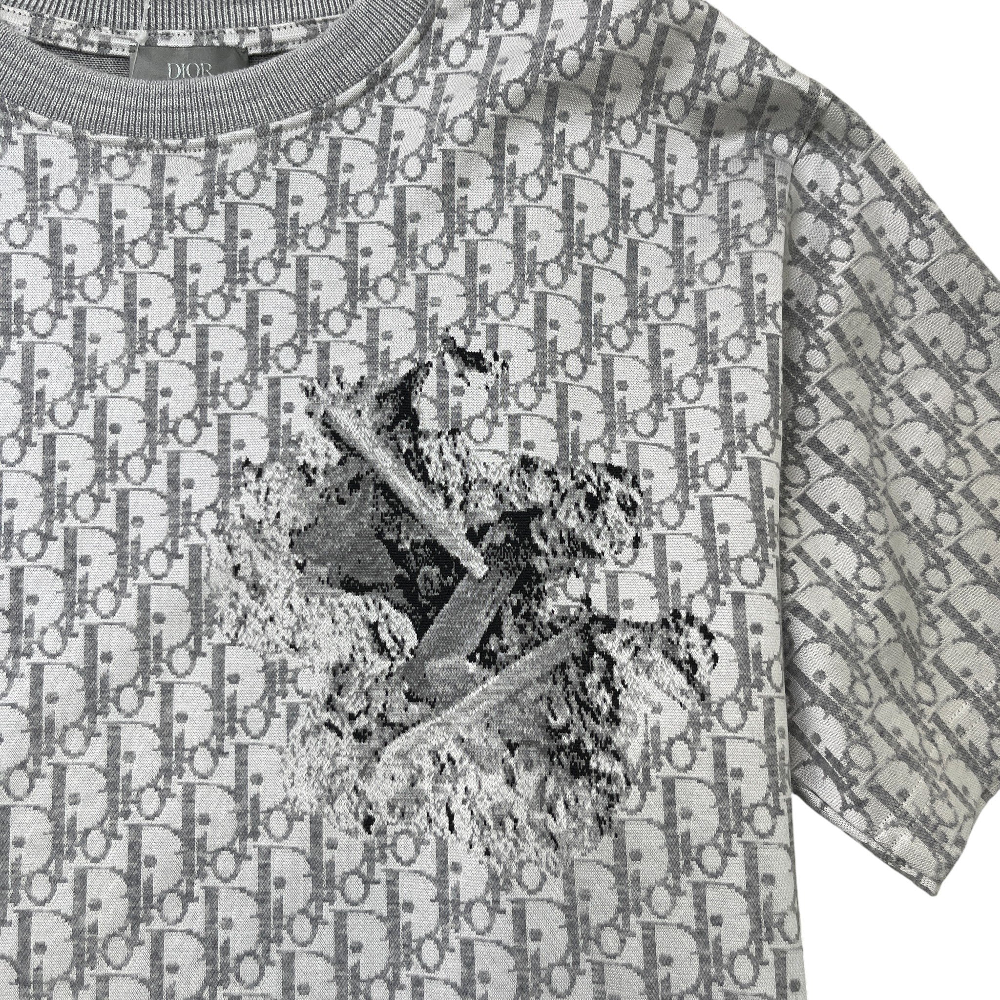 Men's X Daniel Arsham Eroded Oblique T-Shirt Silver Size M