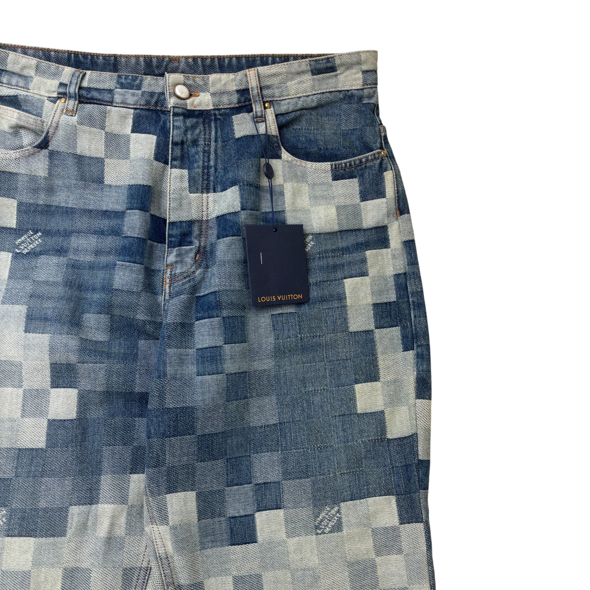 Men's Damier Skate Jeans Blue Size Waist 36"