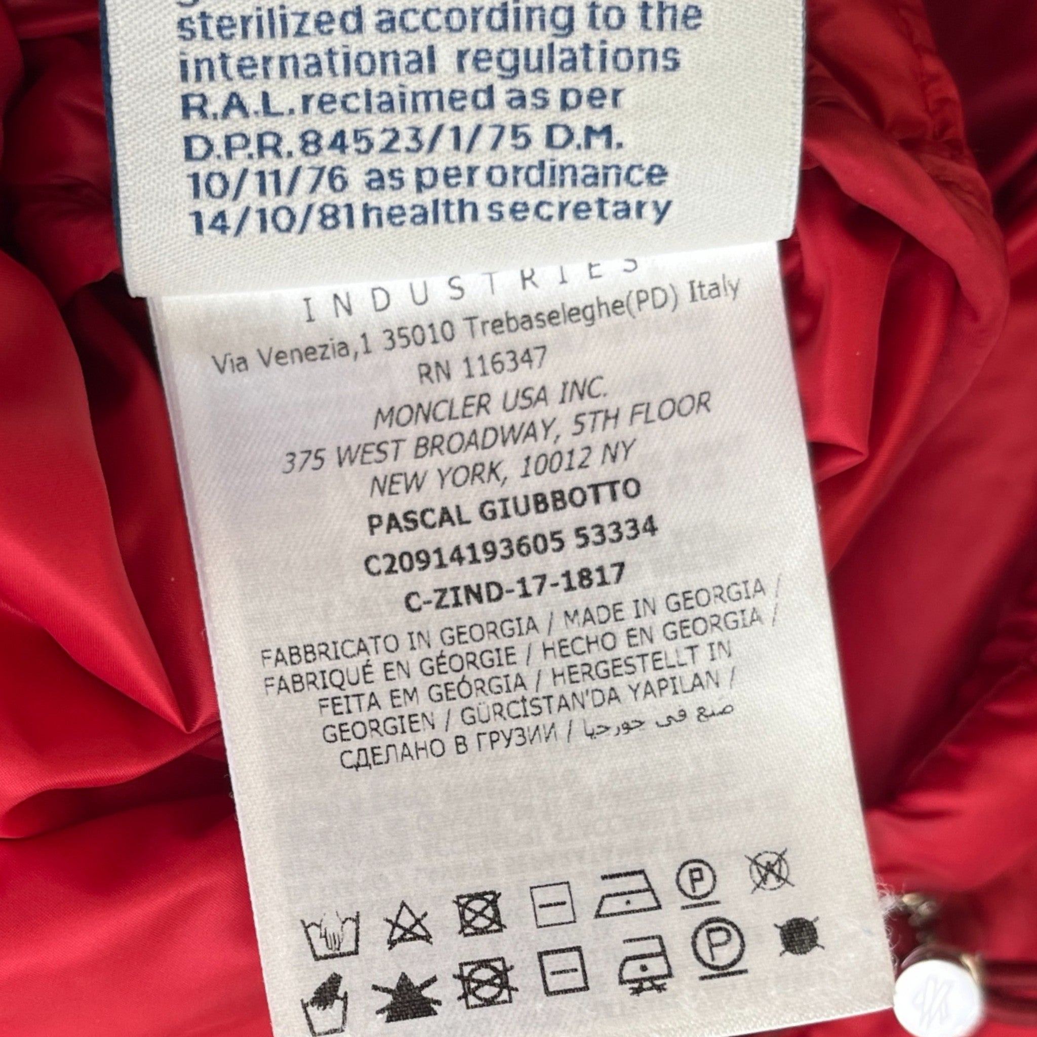 Men's Pascal Down Jacket Red Size 5 / XXL