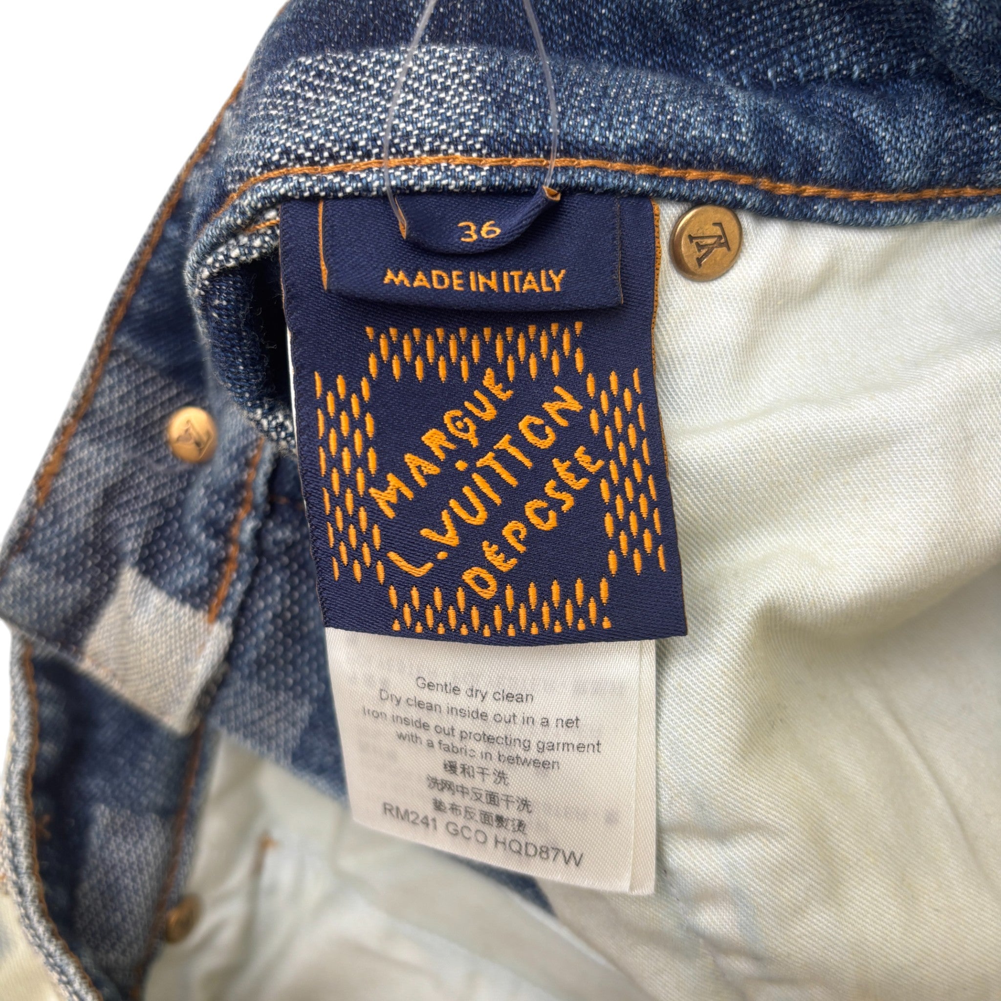 Men's Damier Skate Jeans Blue Size Waist 36"