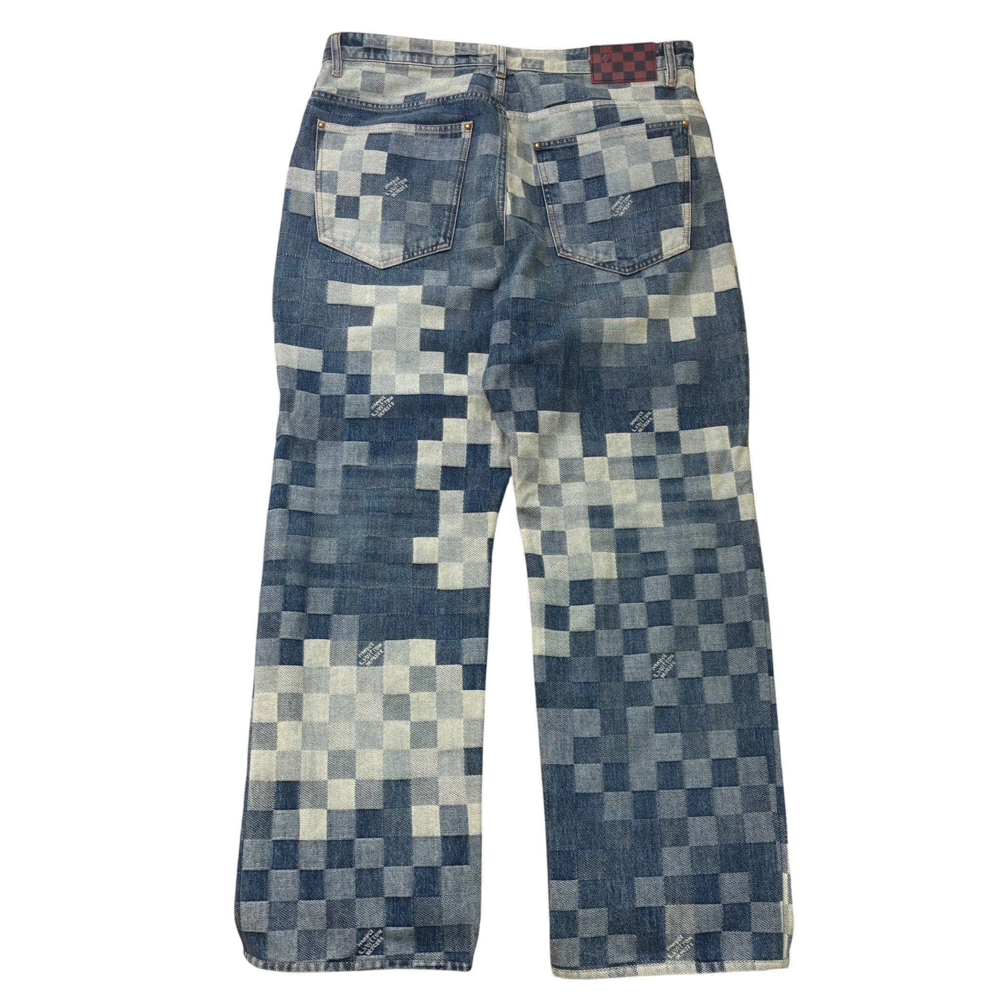 Men's Damier Skate Jeans Blue Size Waist 36"