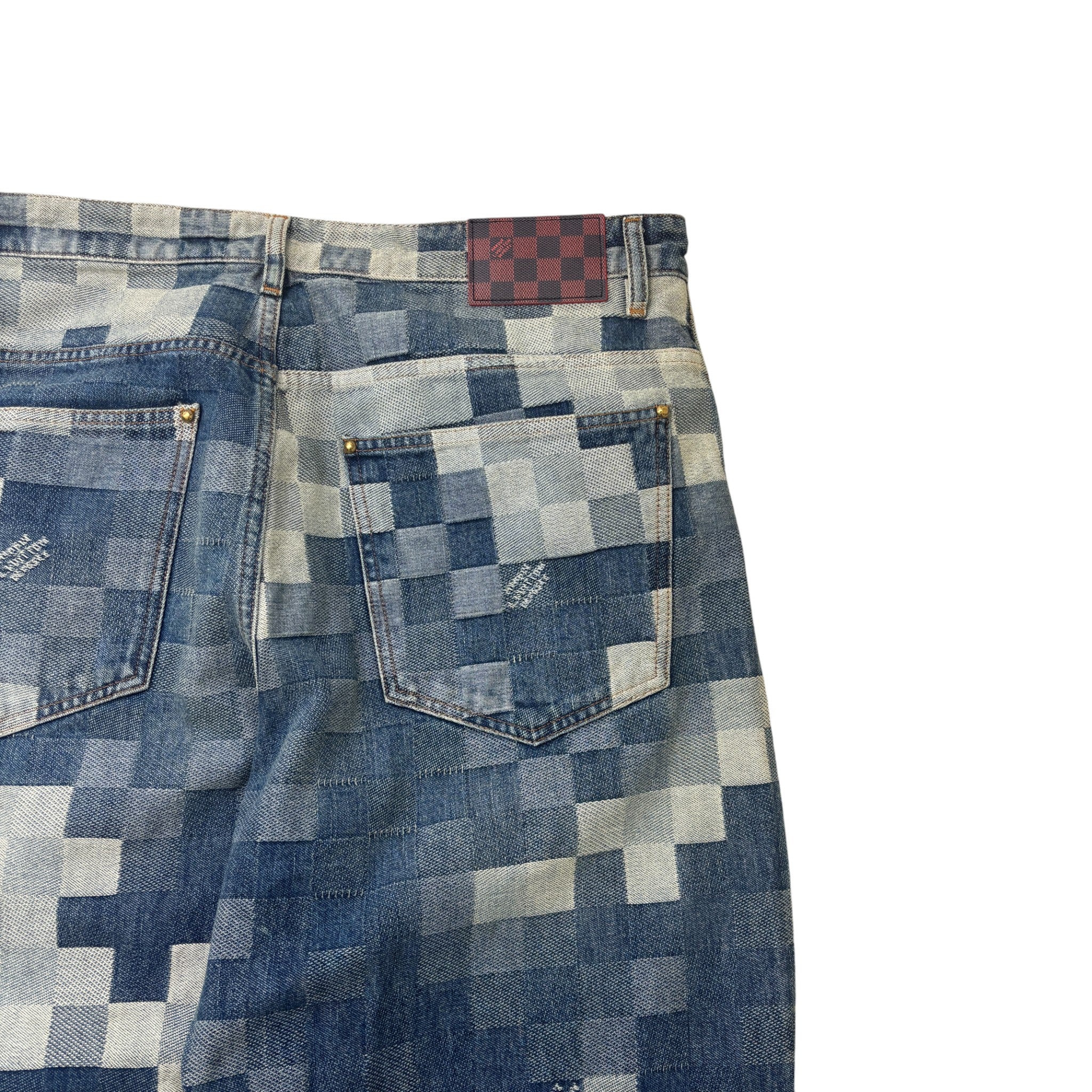 Men's Damier Skate Jeans Blue Size Waist 36"
