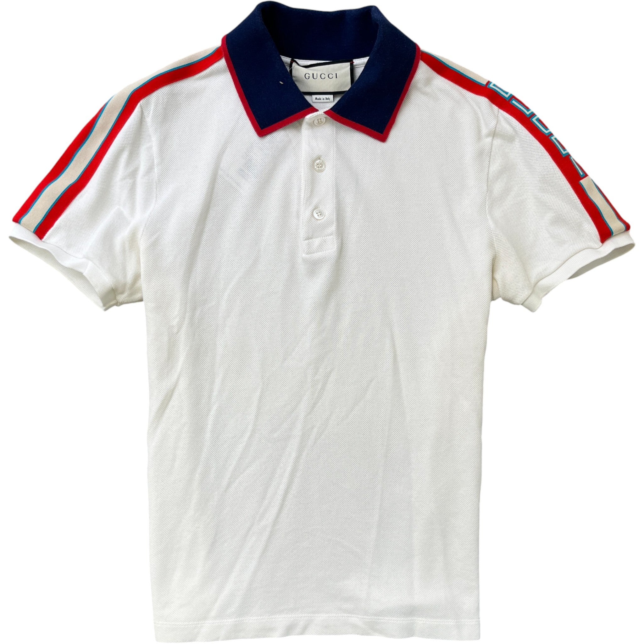 Men's Tape Logo Polo Shirt White Size M