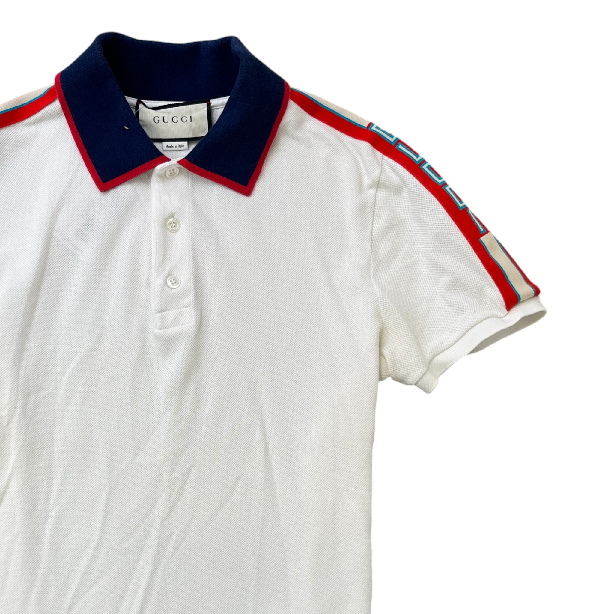 Men's Tape Logo Polo Shirt White Size M