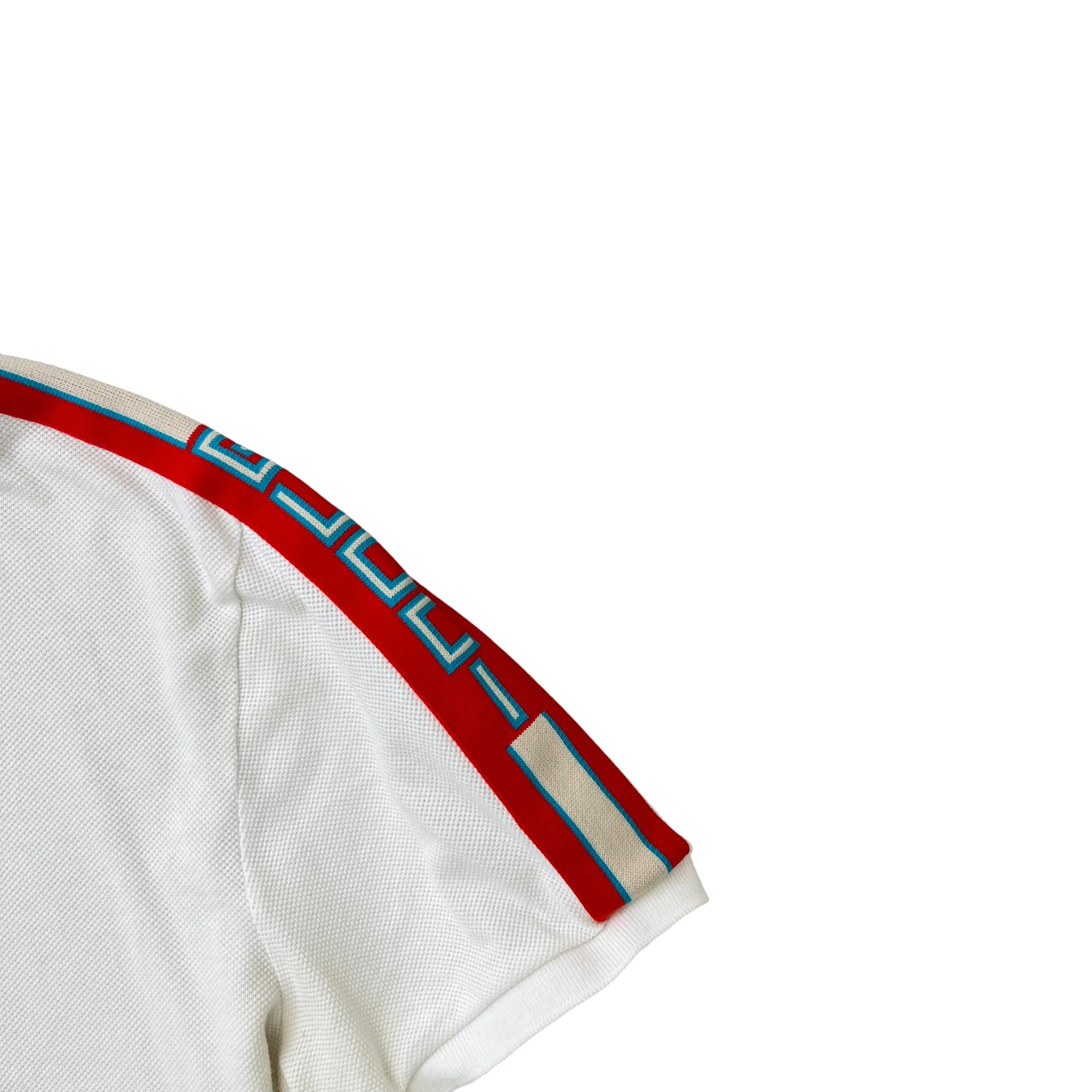 Men's Tape Logo Polo Shirt White Size M