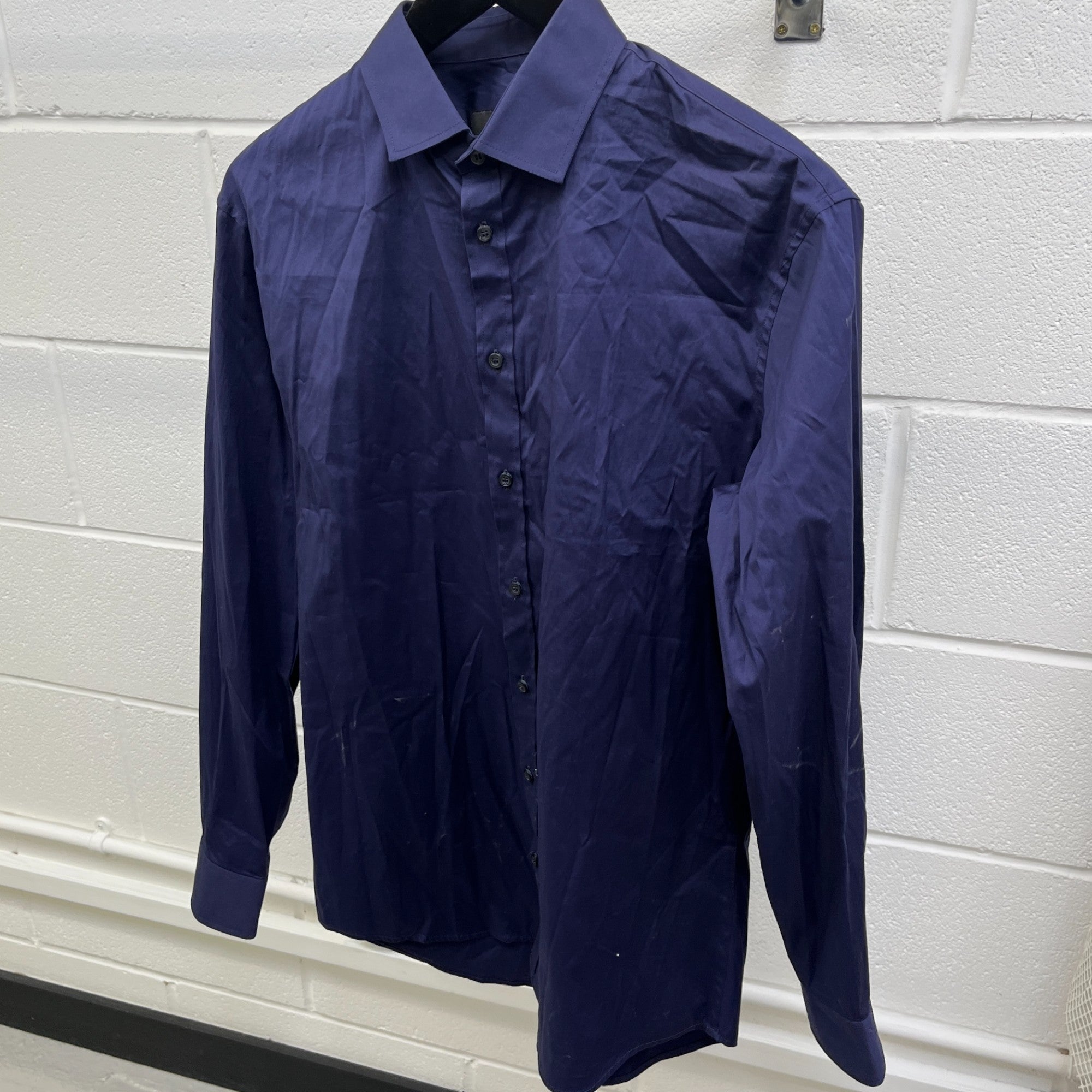 Men's Plaque Logo Long Sleeve Shirt Navy Size IT 48 / UK M