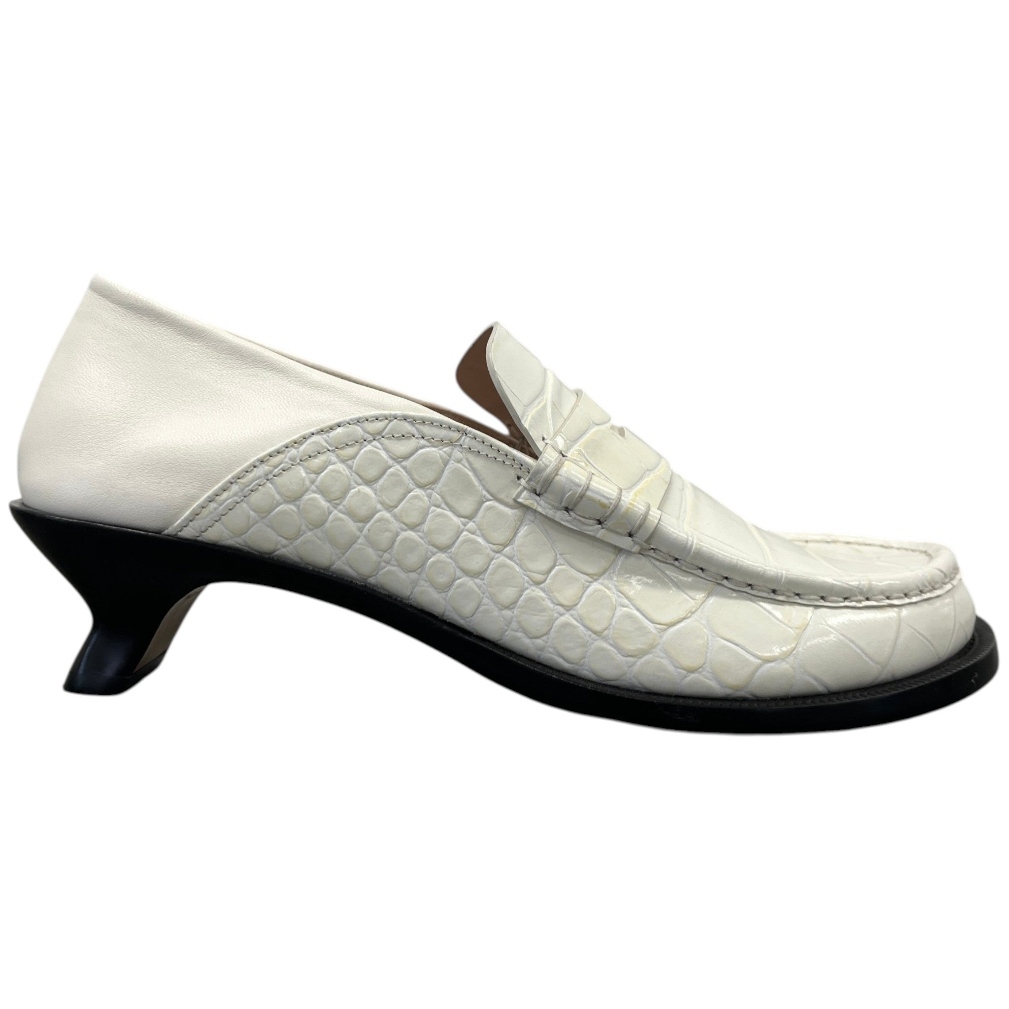 Women's Campo 45 Croc-Effect Leather Loafers White Size EU 40 / UK 7
