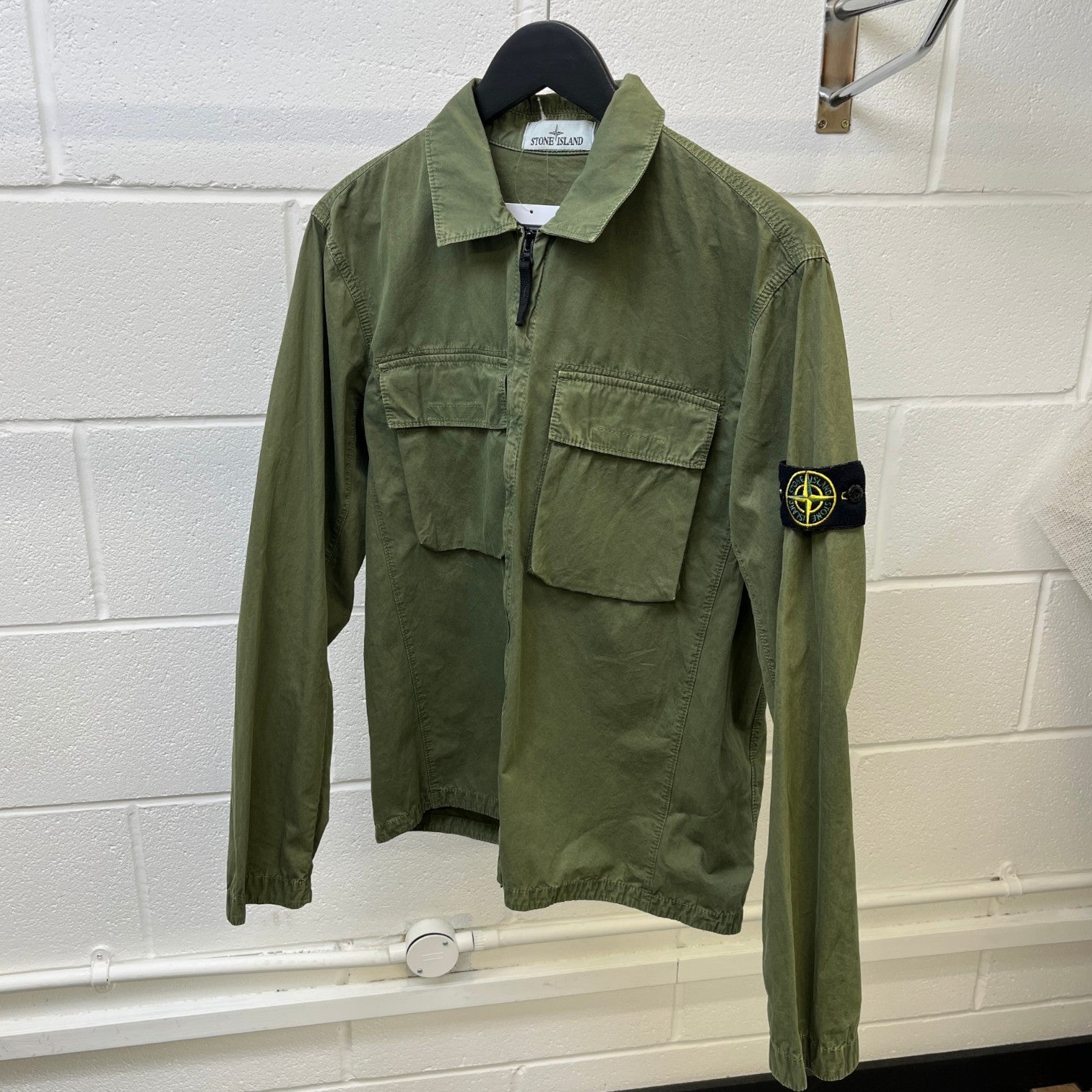 Men's Applique Logo OverShirt Khaki Size M
