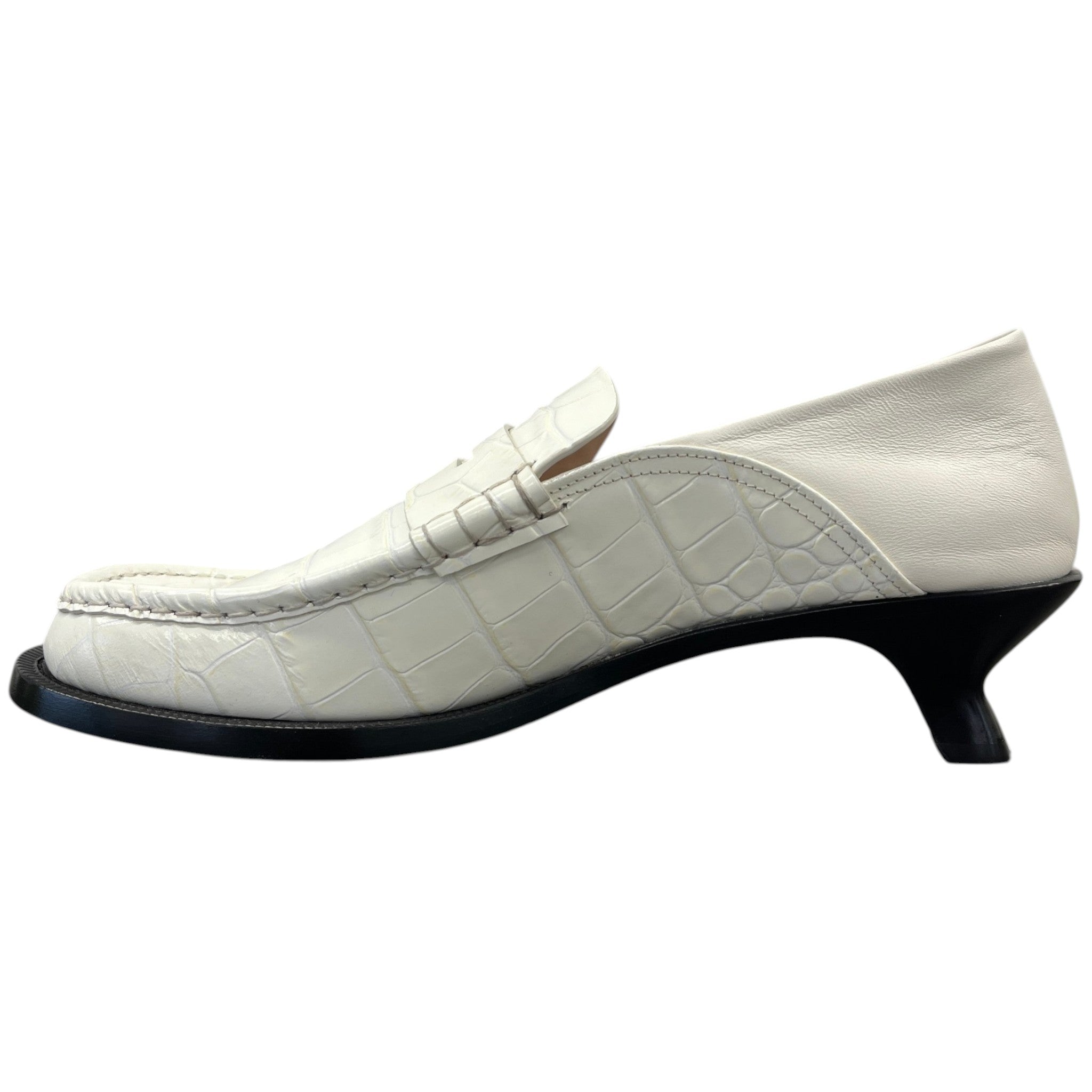Women's Campo 45 Croc-Effect Leather Loafers White Size EU 40 / UK 7