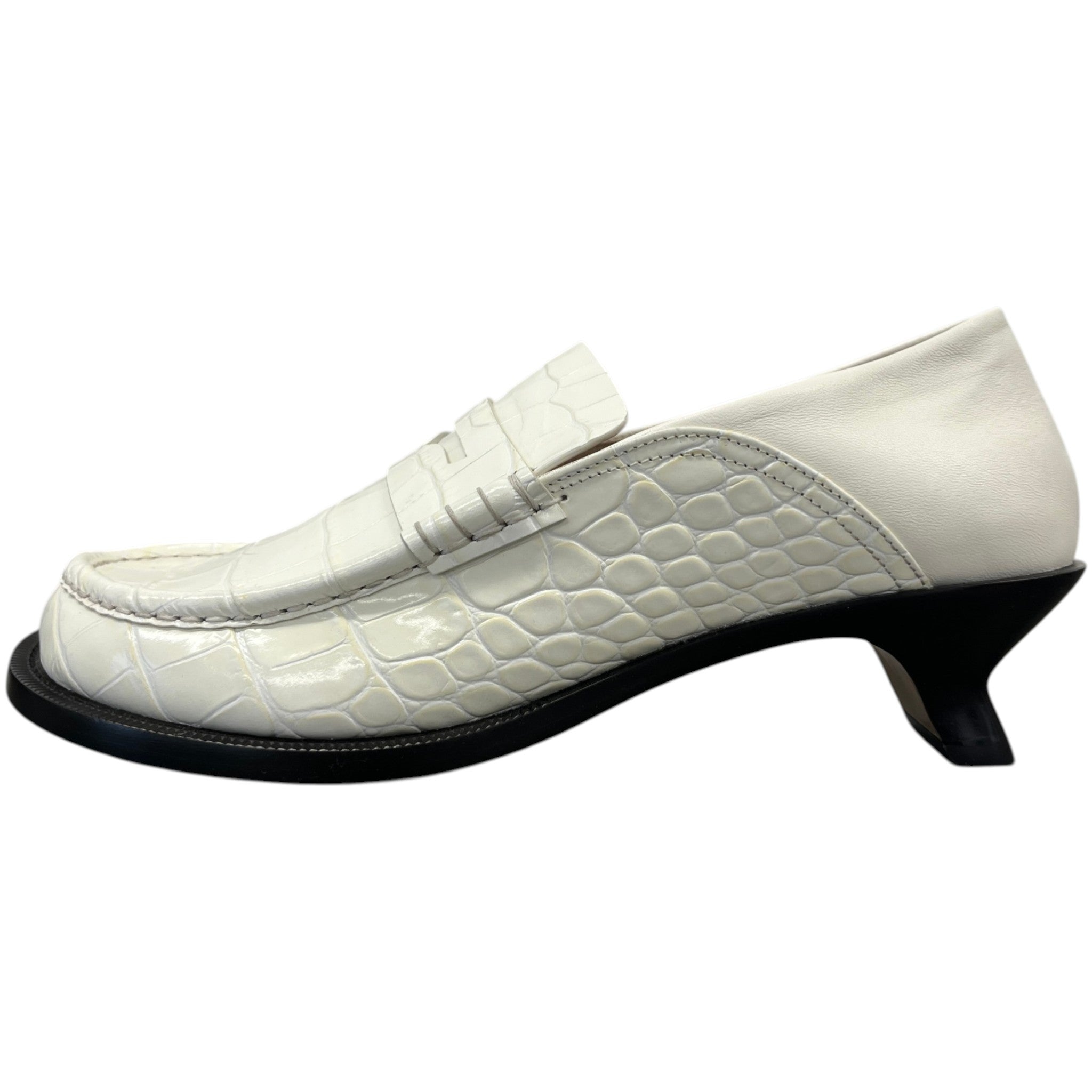 Women's Campo 45 Croc-Effect Leather Loafers White Size EU 40 / UK 7